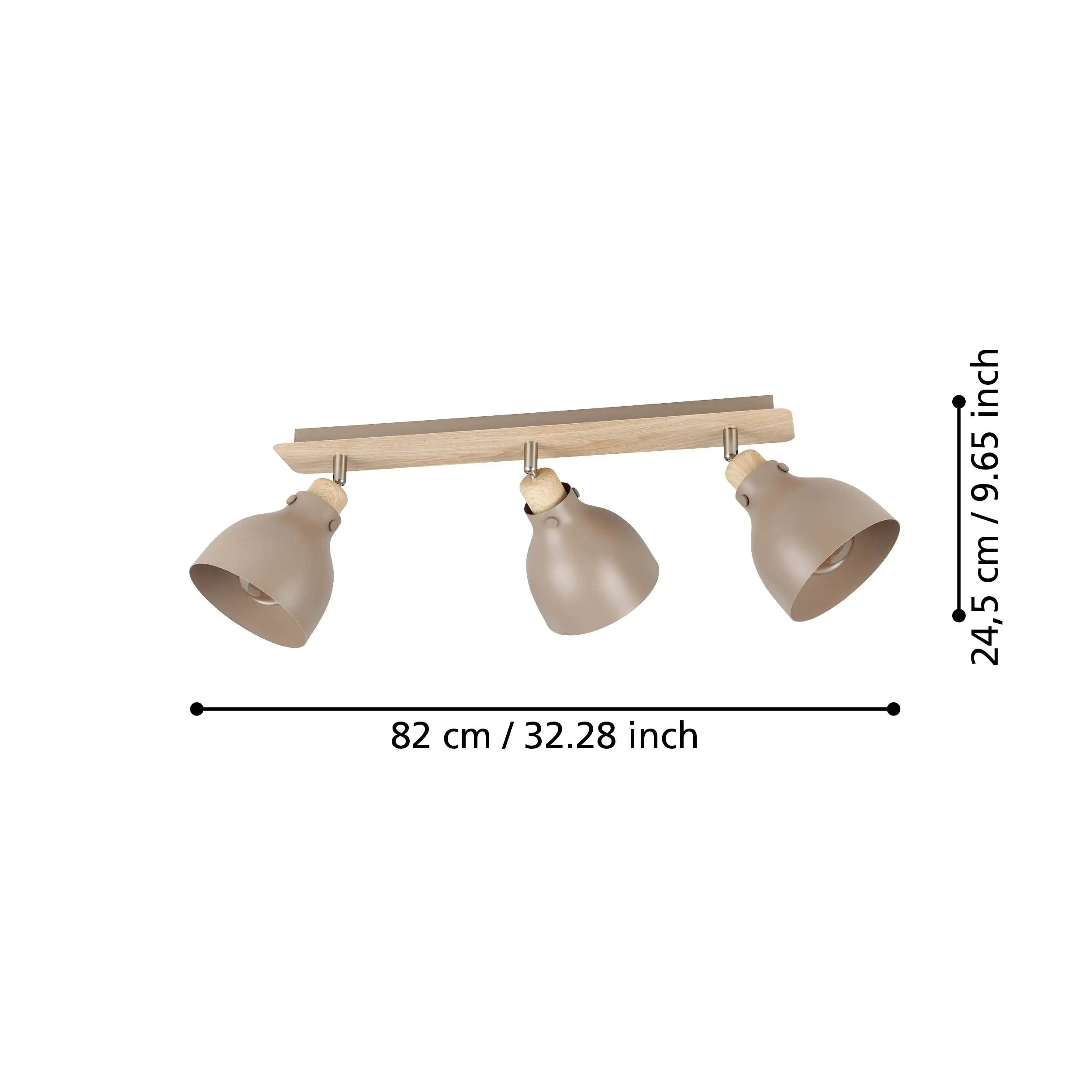 Eglo 3er Spot Arrecife sand Holzoptik 74,5 x 14,5 cm
