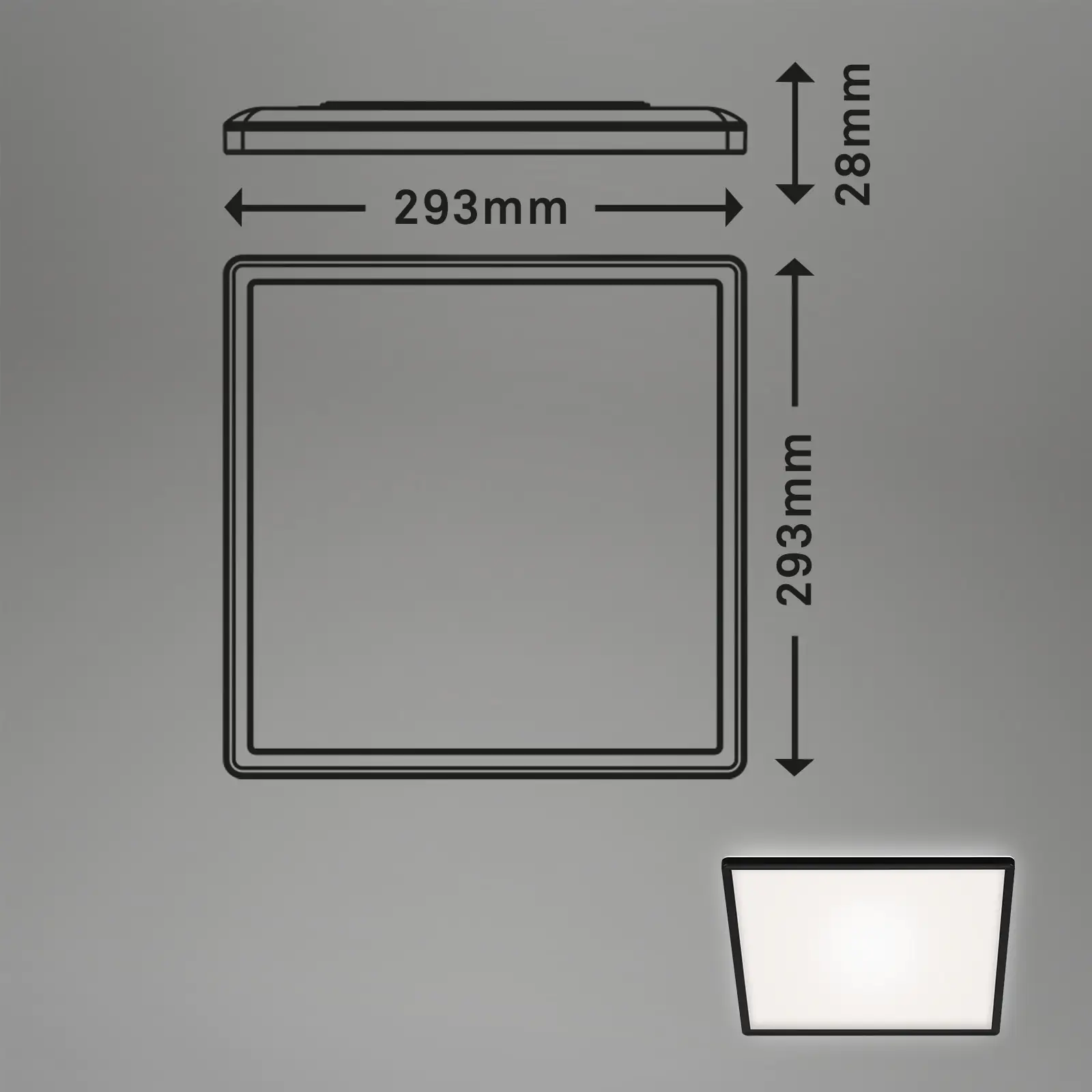 Di-Ka ultraflaches LED Panel Slim 29,3 x 29,3 cm schwarz mit Backlight