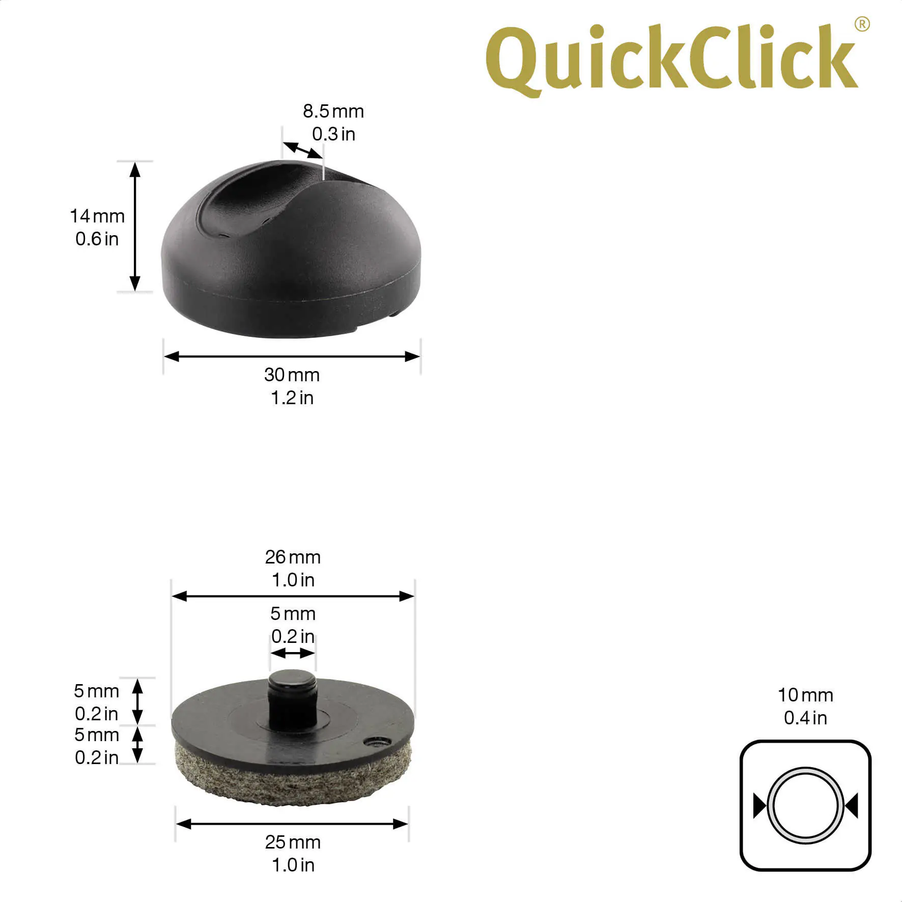 Wagner Bodenschoner für Möbel Hairpin Ø 30 x 20 mm schwarz - 4 Stück