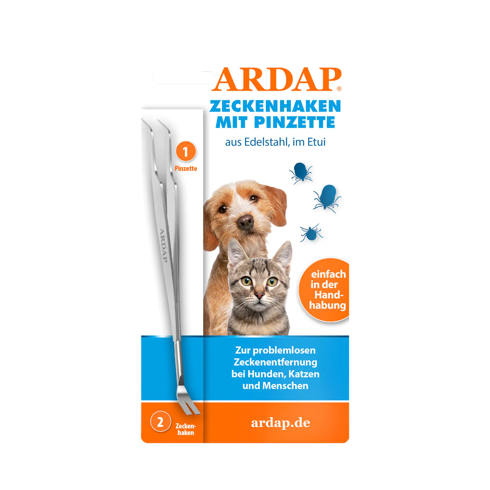 ARDAP Zeckenzange Edelstahl für Tiere