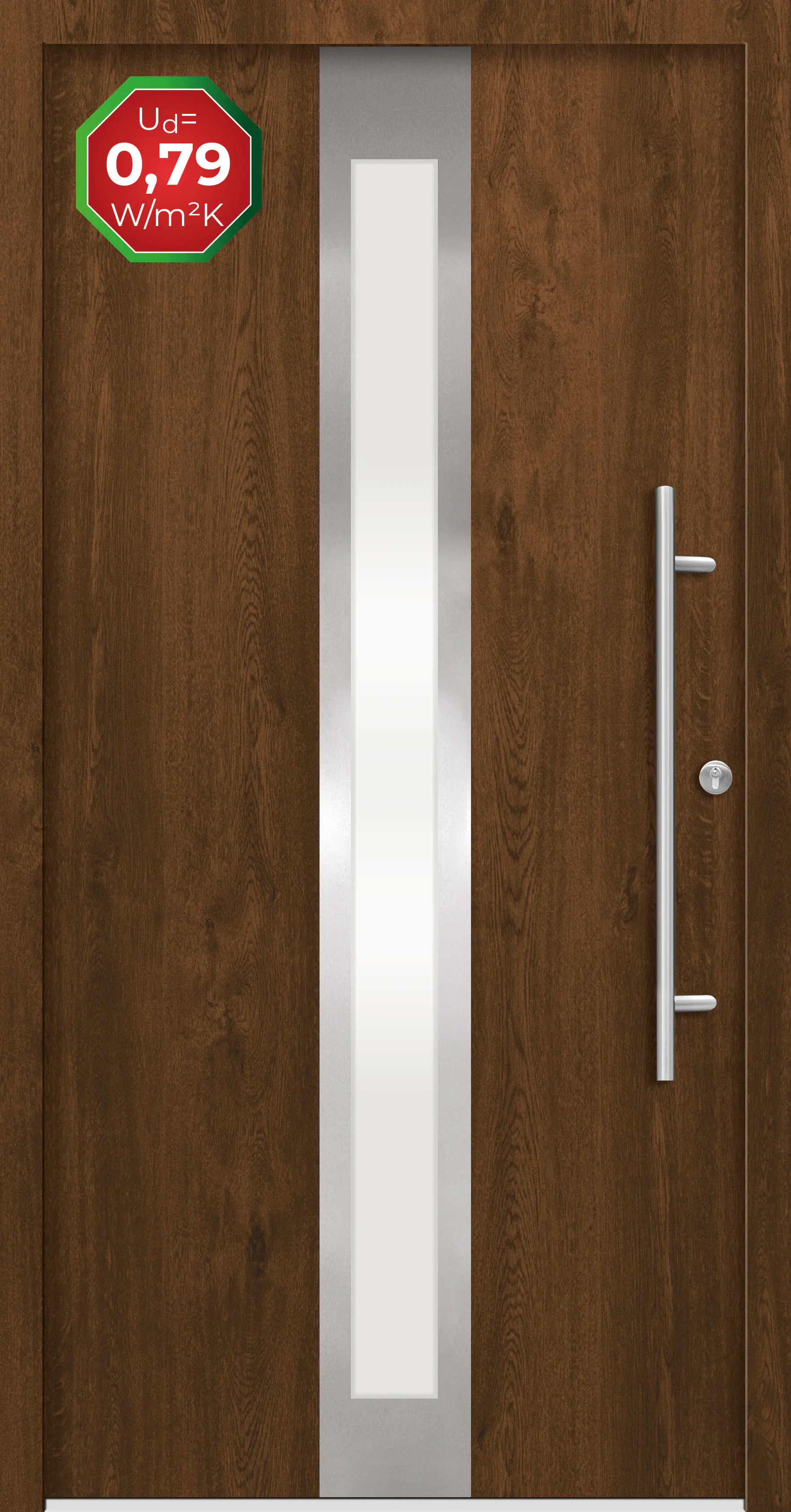 Splendoor Haustür Passivedoor Premium B01 Nussbaum DIN Rechts 100 x 210 cm