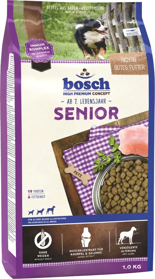 Bosch Hundetrockenfutter Senior 1 kg Fisch & Geflügel mit Reis
