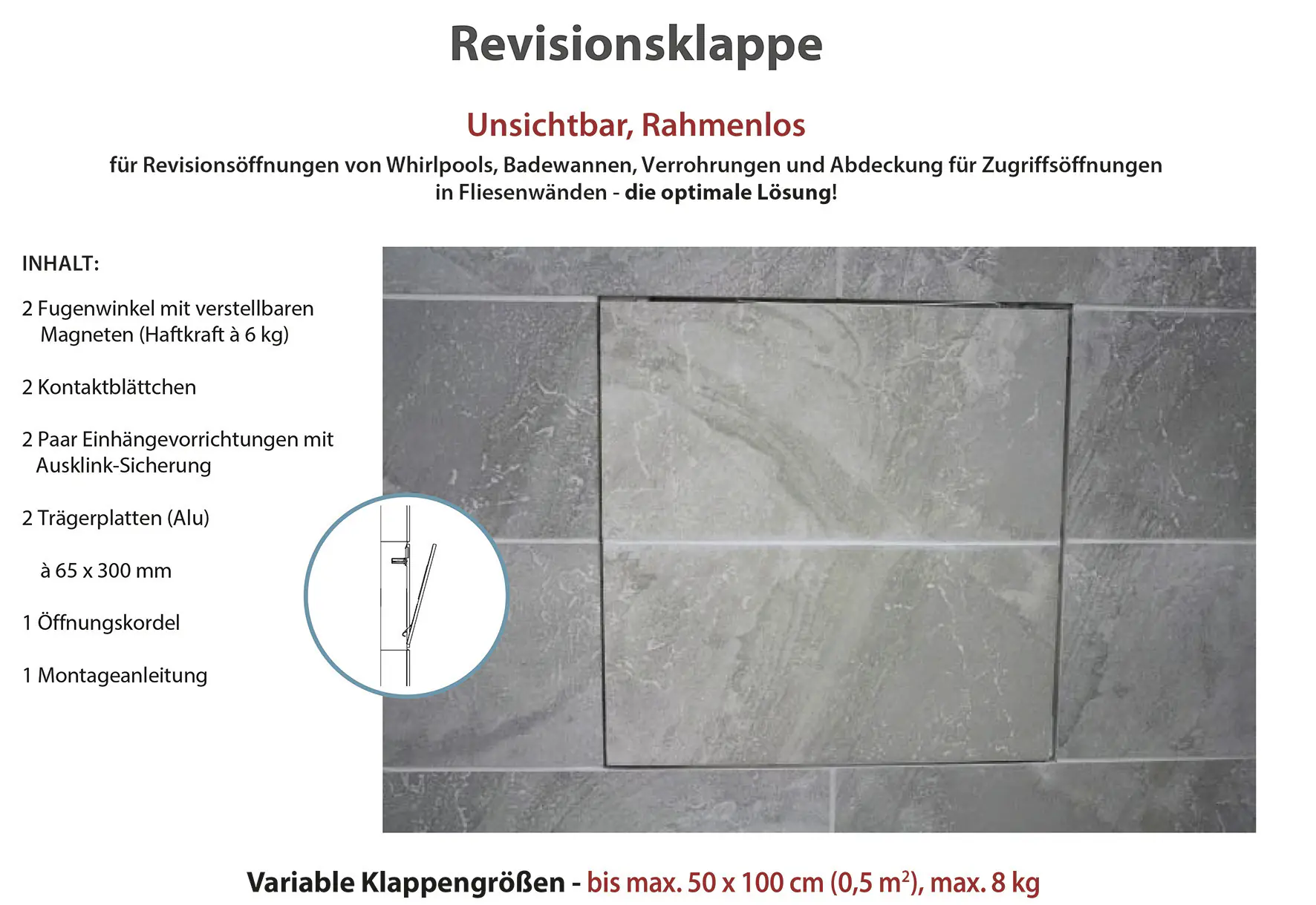 Ottofond Revisionsklappe Rahmenlos 35,5 x 25 cm unsichtbar