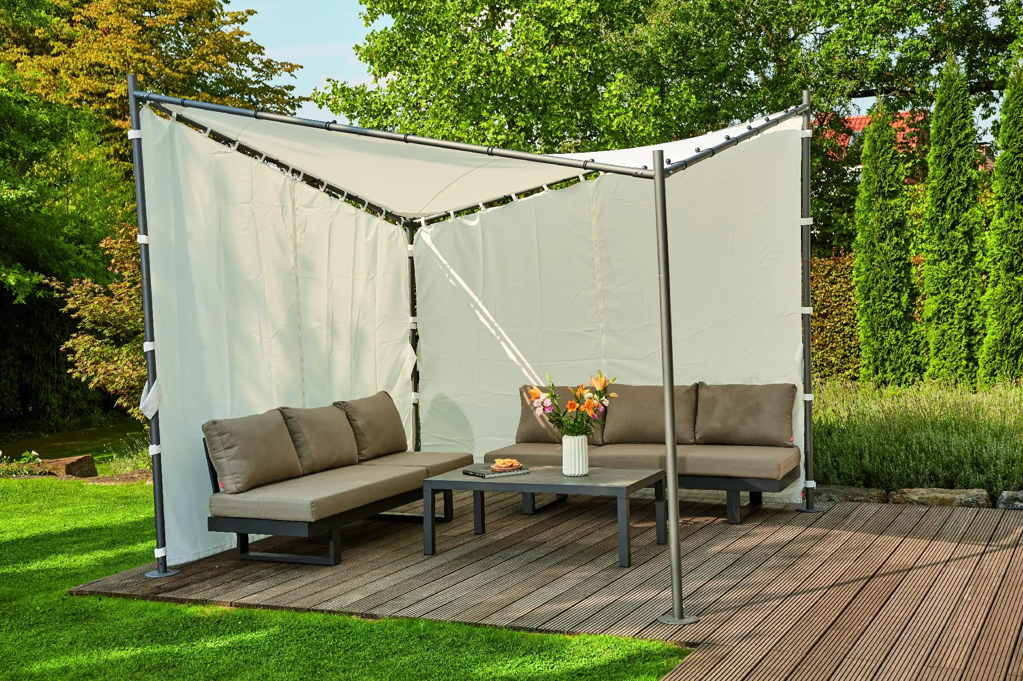 Siena Garden Seitenteile zu Pavillon Berlino 300 x 300 cm weiß 2er Set