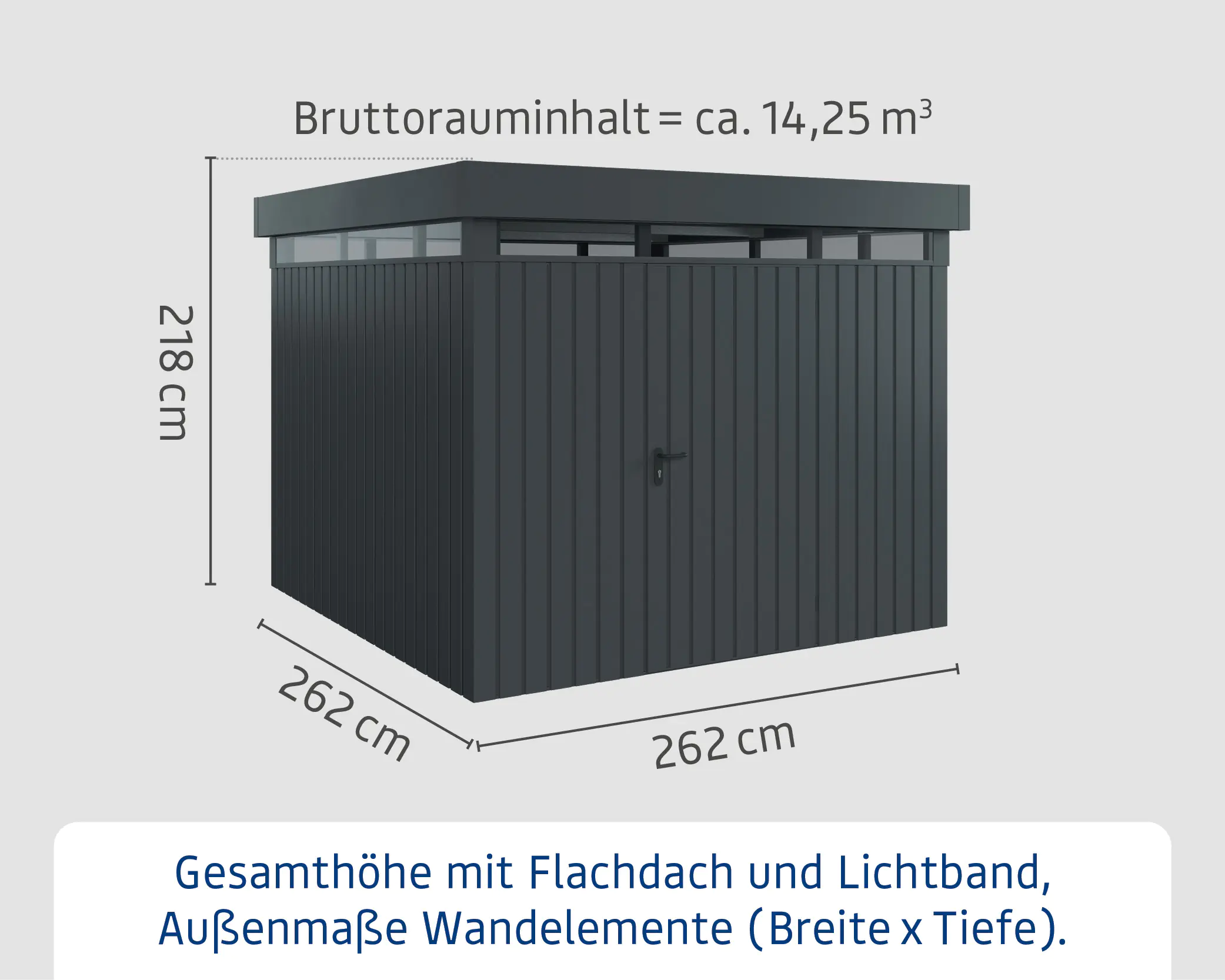 EcoStar Metallgerätehaus Euroline EFD10 LB anthrazit 262 x 262 cm 1-flg.