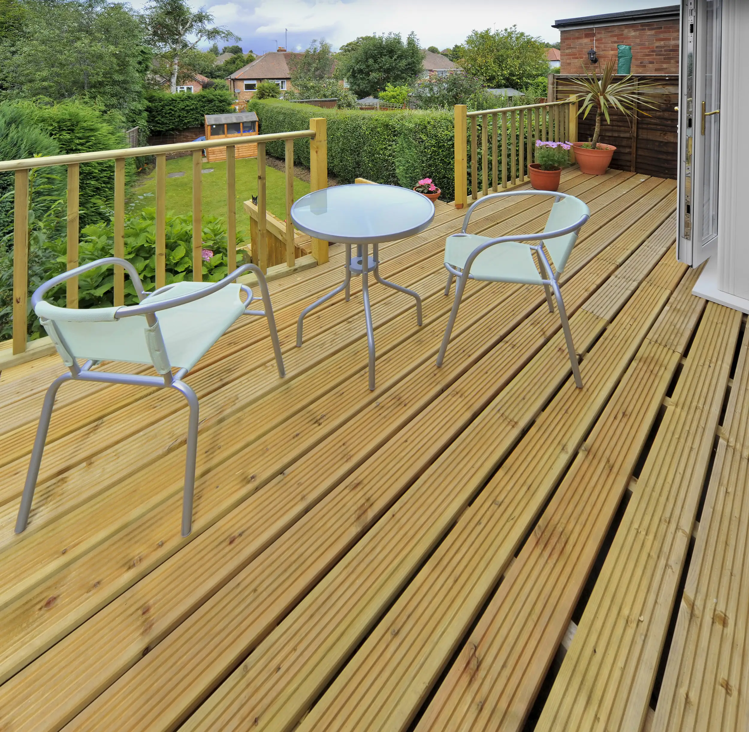 Terrassendiele Kiefer 200 x 14,5 x 2,8 cm grob/fein grün imprägniert