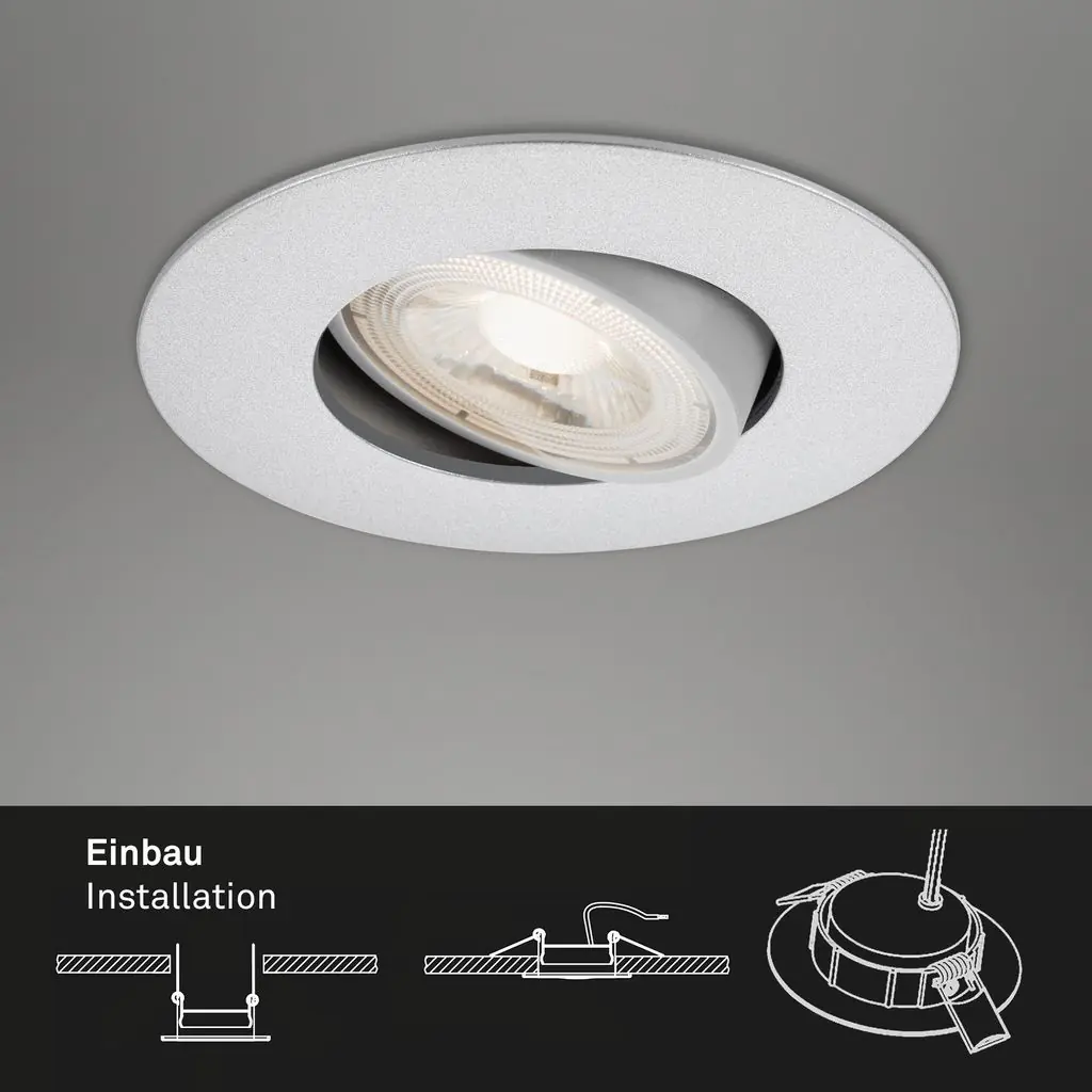 Briloner 3er Set LED Einbauleuchte Nava Move chrom-matt Ø 9 cm warmweiß