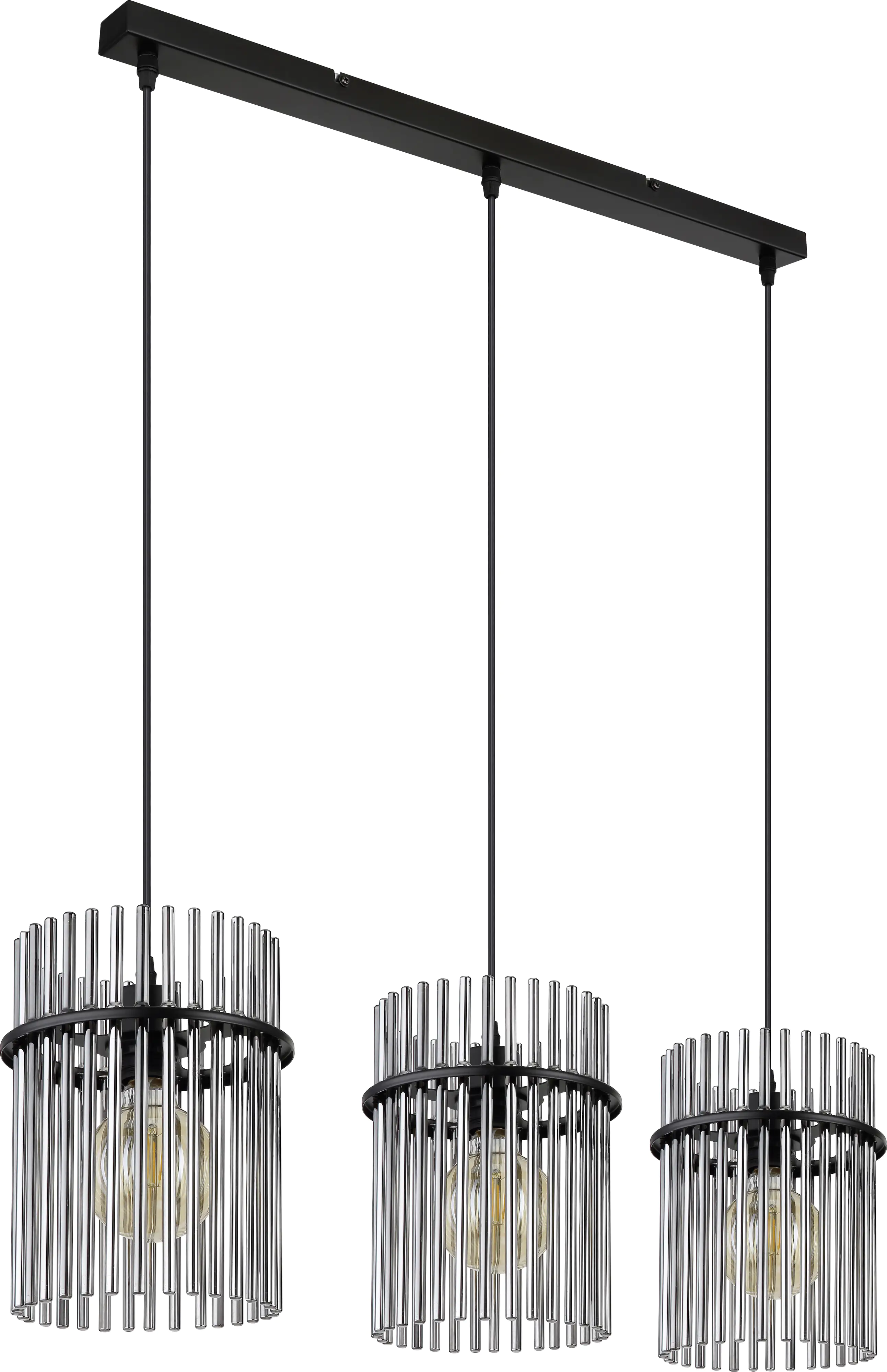 Globo 3er Hängeleuchte Gorley schwarz chrom 80 x 20 x 140 cm