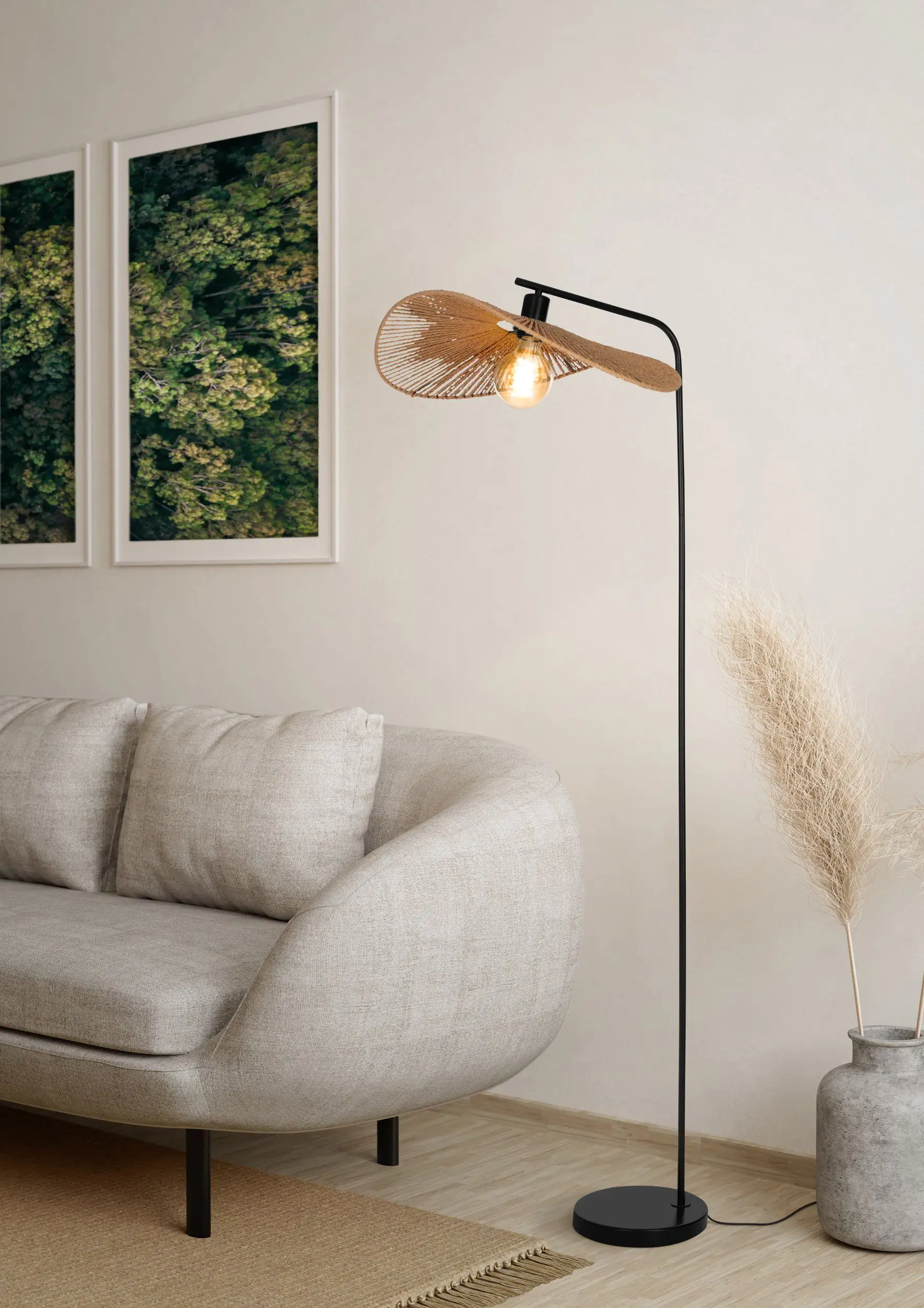 Eglo Stehlampe Siruela 160 x 56 cm schwarz/natur