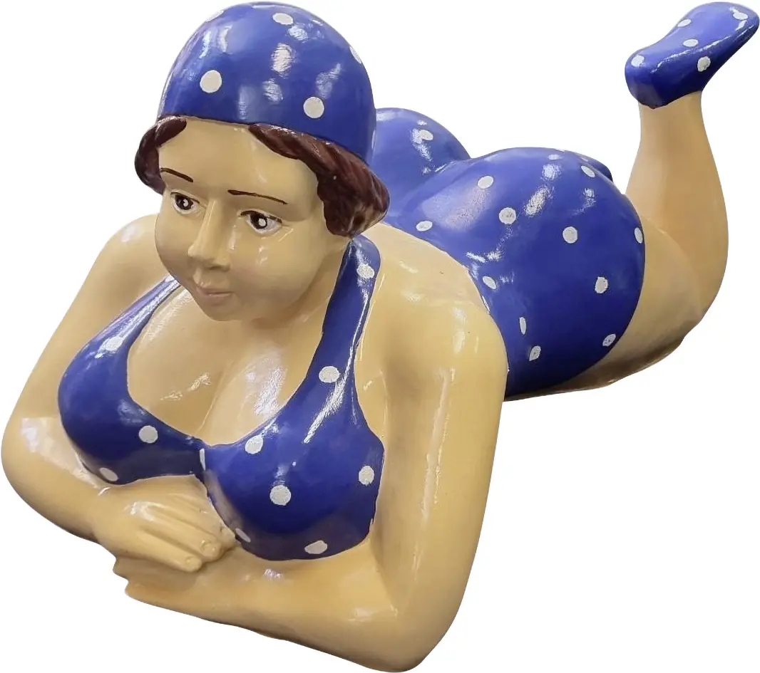 Dekofigur Badefrau liegend 78 x 35 cm blau