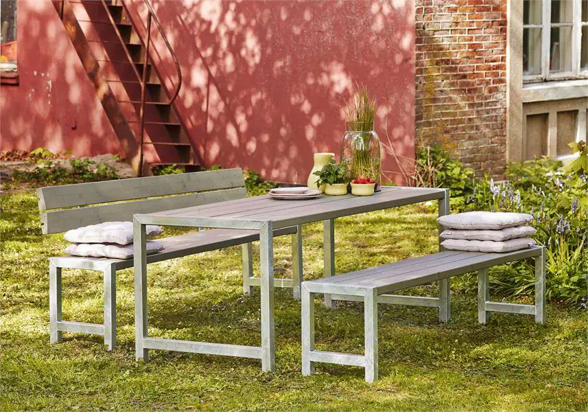 Plus Plankenbank 176 x 38 x 81 cm graubraun mit Rückenlehne