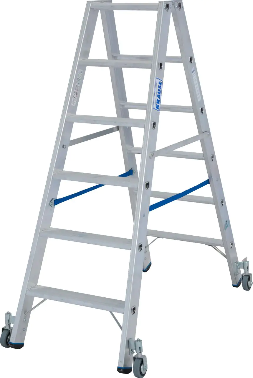 krause Aluminium-Doppelleiter STABILO fahrbar 2,95 m