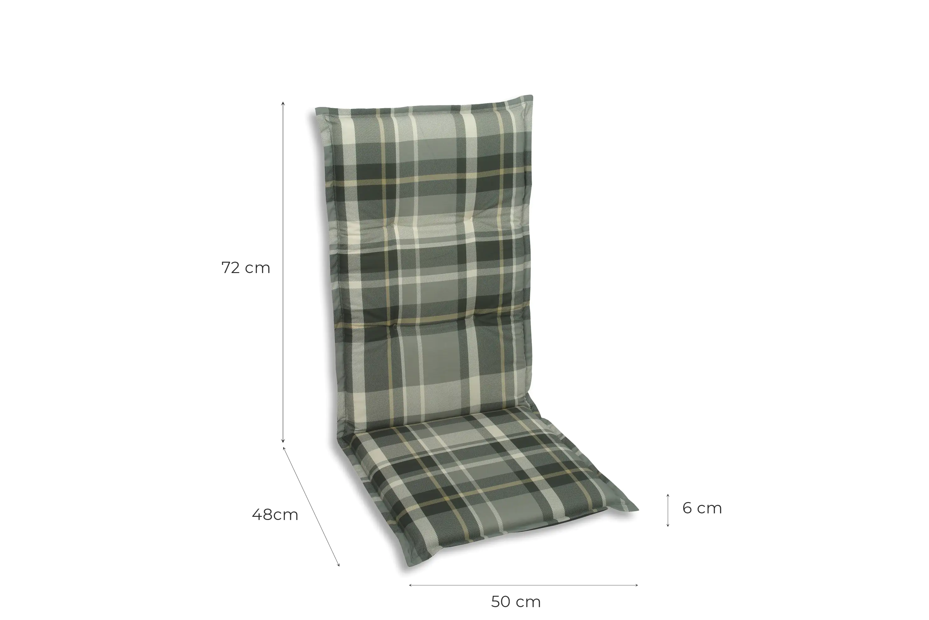 Go-De Hochlehner-Auflage 120 cm x 50 cm x 6 cm, grau-kariert