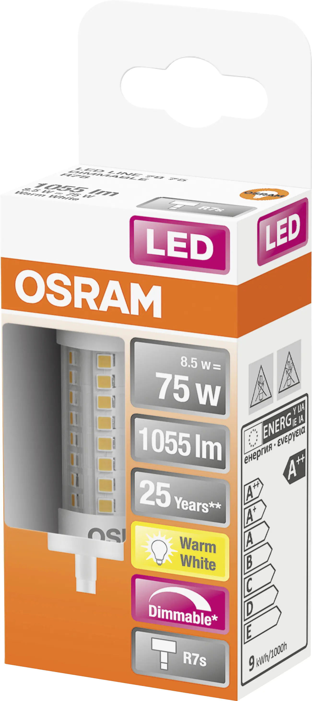 Osram LED Röhre R7S 9,5 W warmweiß, dimmbar, klar