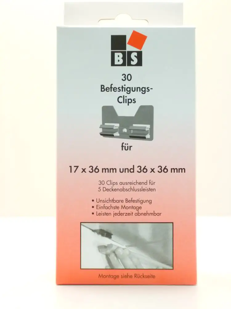 B.S. Bauprogramm Leistenclipse für Deckenabschlussleiste