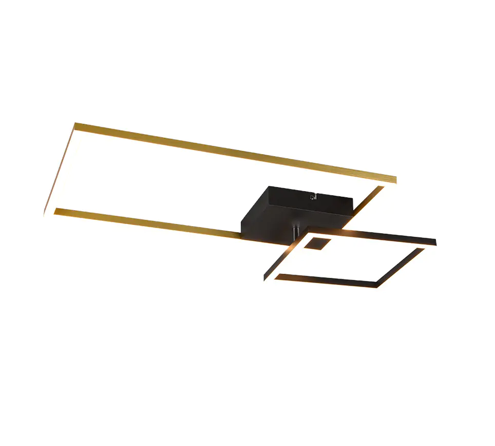 Reality LED Deckenleuchte Padella schwarz, gold, Switch Dimmer, schwenkbar
