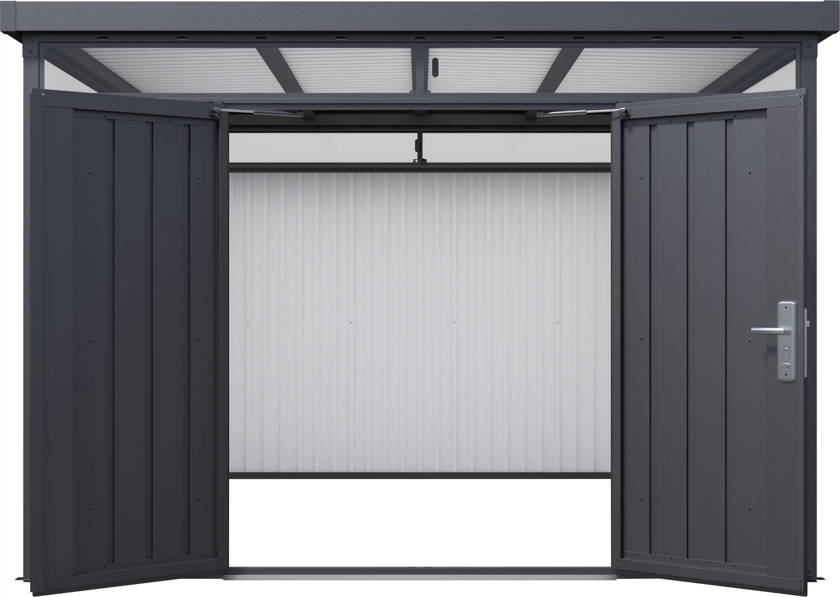 Floraworld Gerätehaus Premium Q7,5 FirstLine schwarz-mettalic 274 x 274 cm