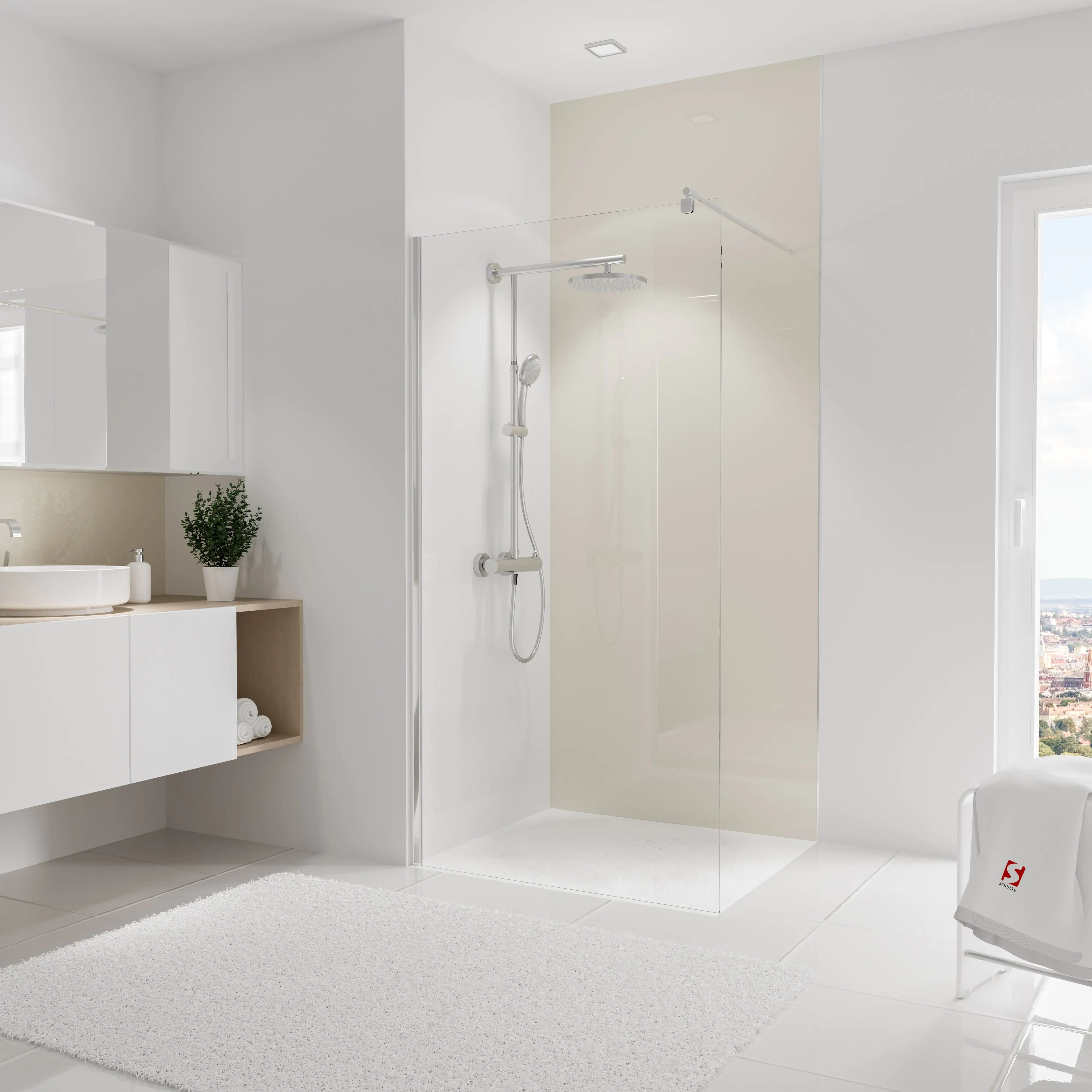 Schulte Duschrückwand Hochglanz creme-beige 100 x 255 cm