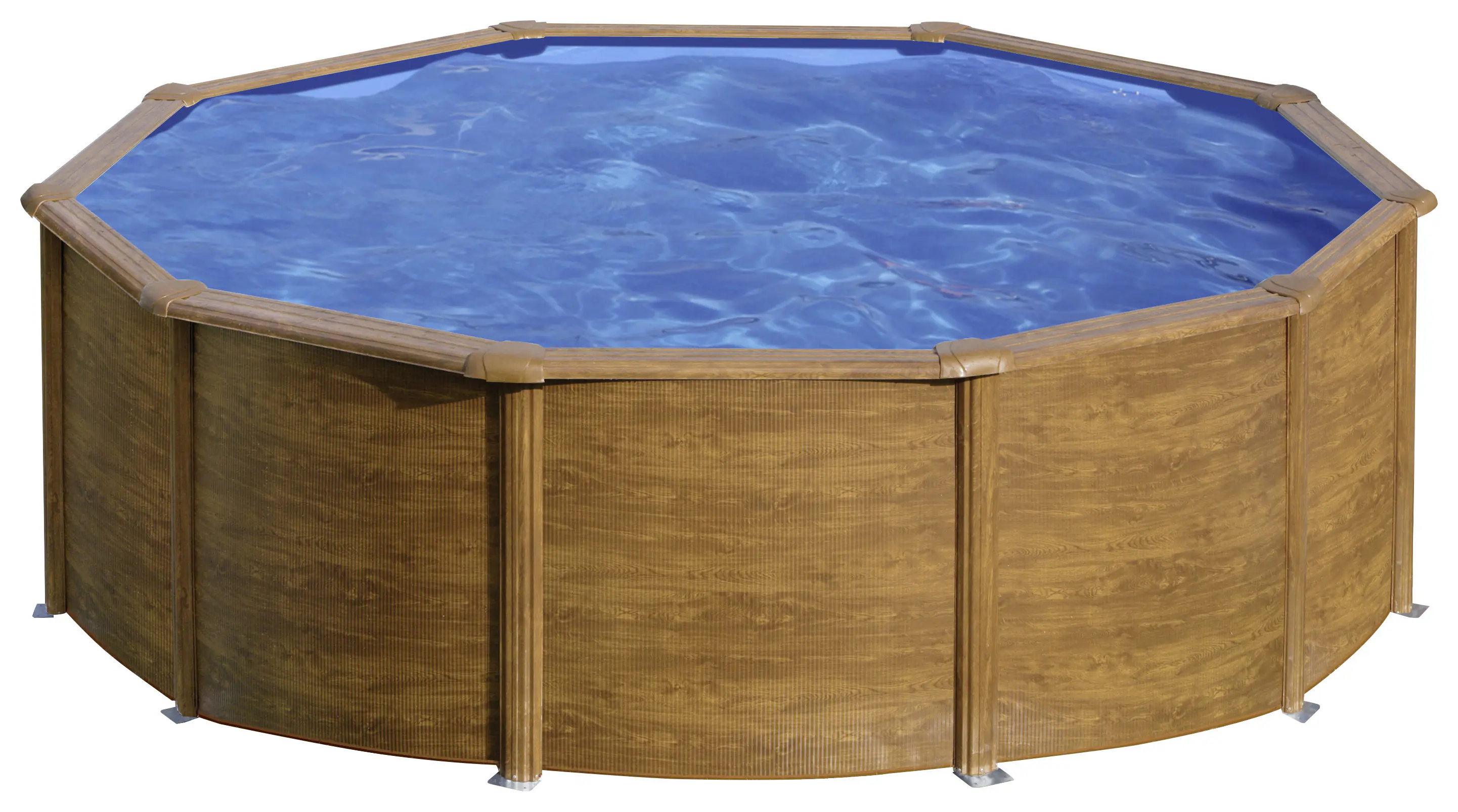 Gre Stahlwandpool Sicilia rund Ø 460 x 120 cm Holzdekor
