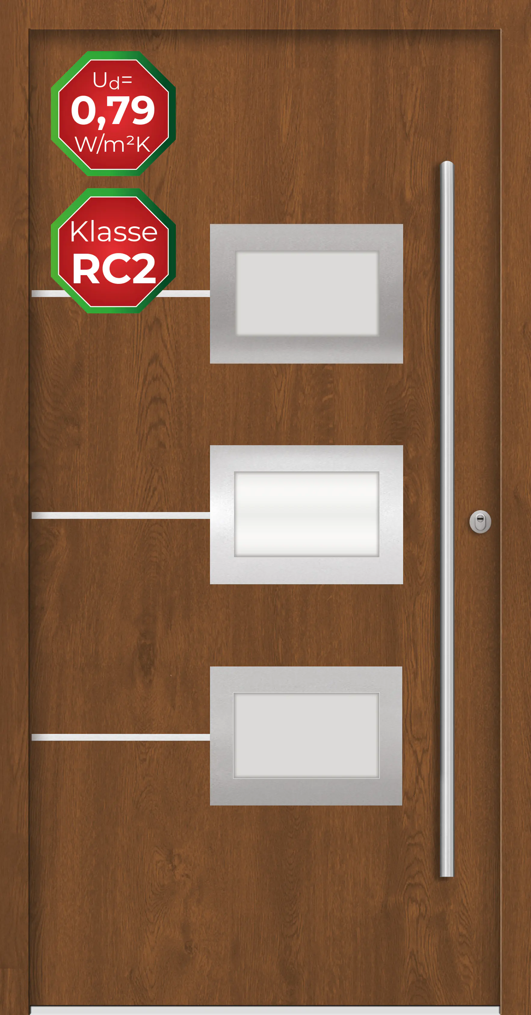 Splendoor Haustür Passivedoor Premium B03 RC2 Golden Oak DIN Rechts 100 x 210 cm