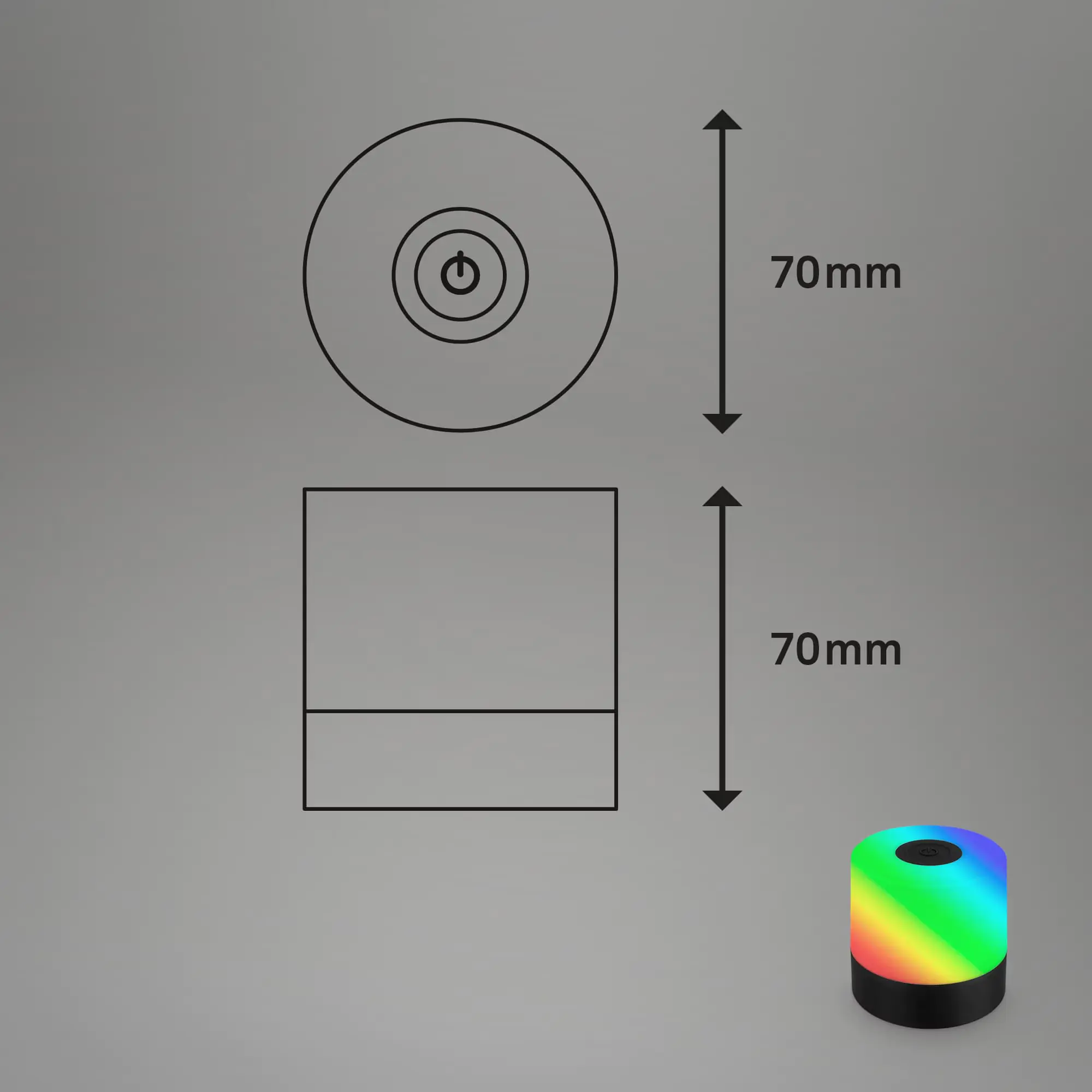 Di-KA Akku Tischleuchte SMAL 1,5W, RGB-Touchsteuerung, schwarz