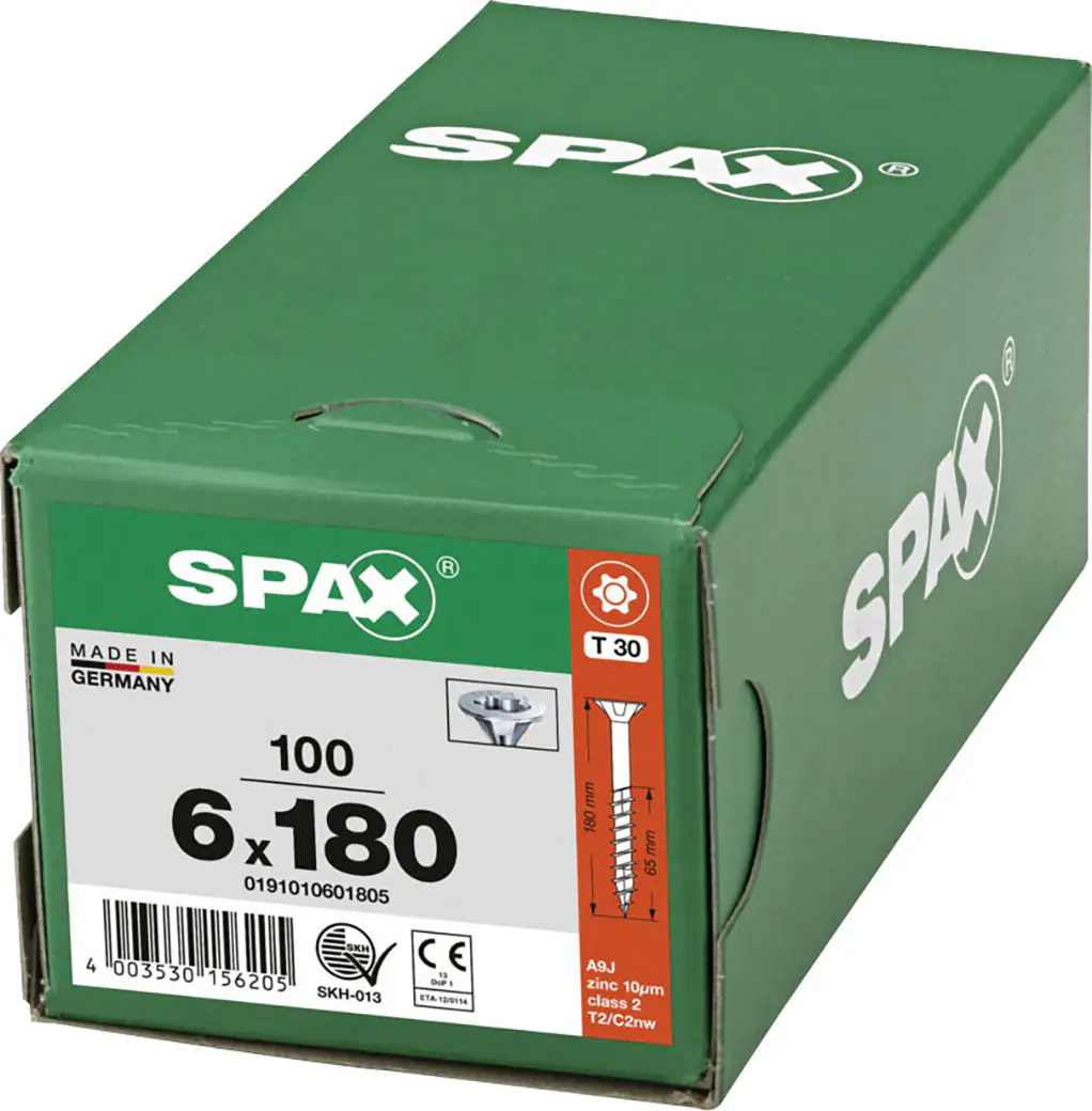 Spax Universalschrauben 6 x 180 mm T30 Teilgewinde - 100 Stk. 