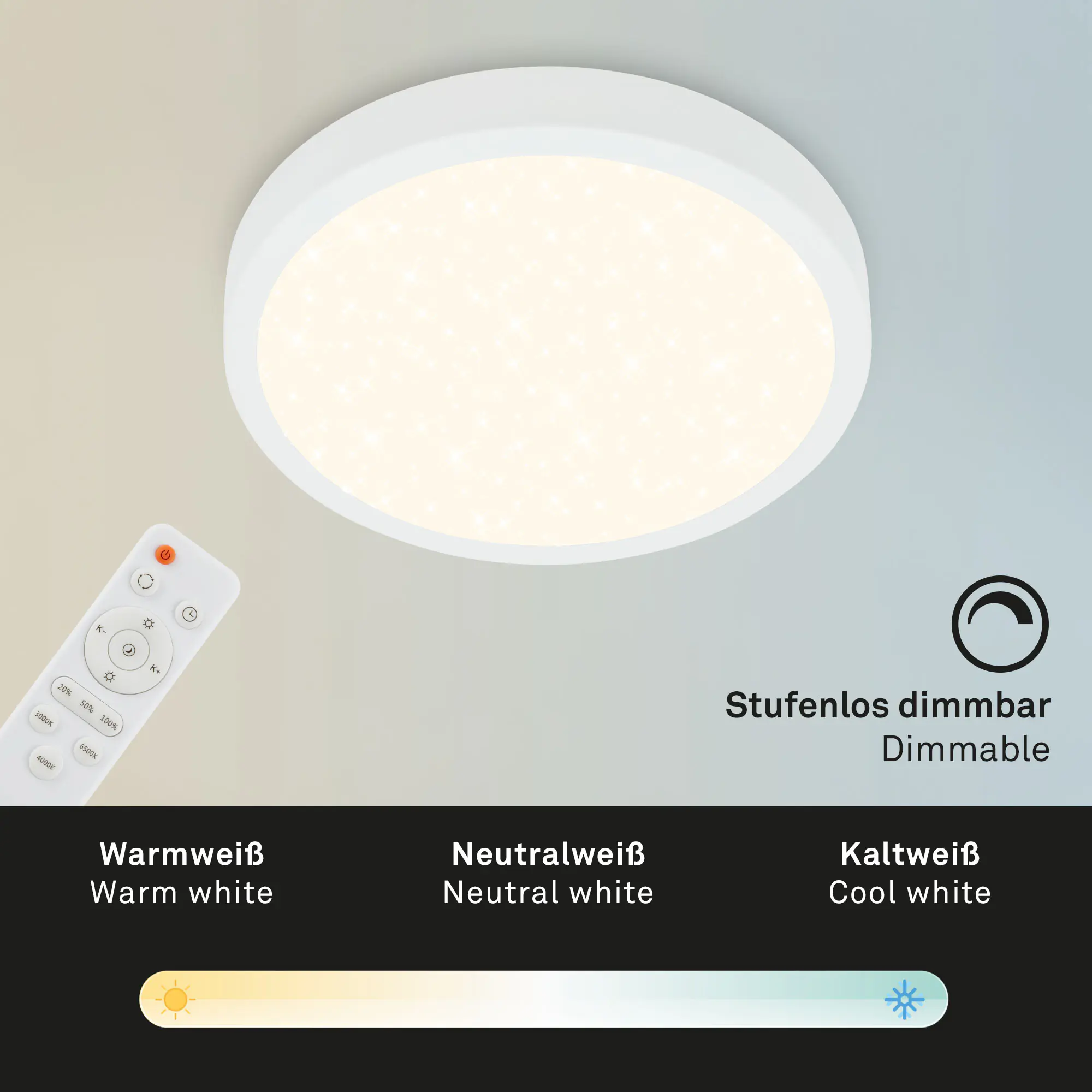 Briloner LED Deckenleuchte Runa Ø 28 cm weiß Sternencover CCT