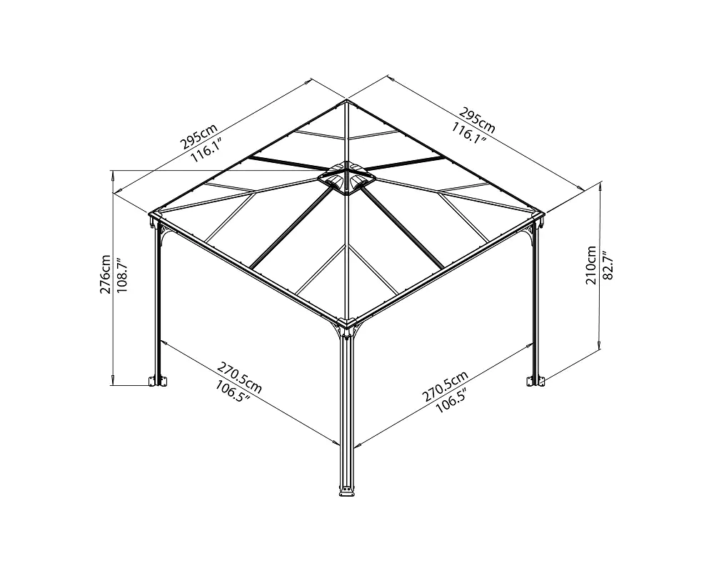 Canopia Pavillon Palermo 295 x 295 cm anthrazit-grau