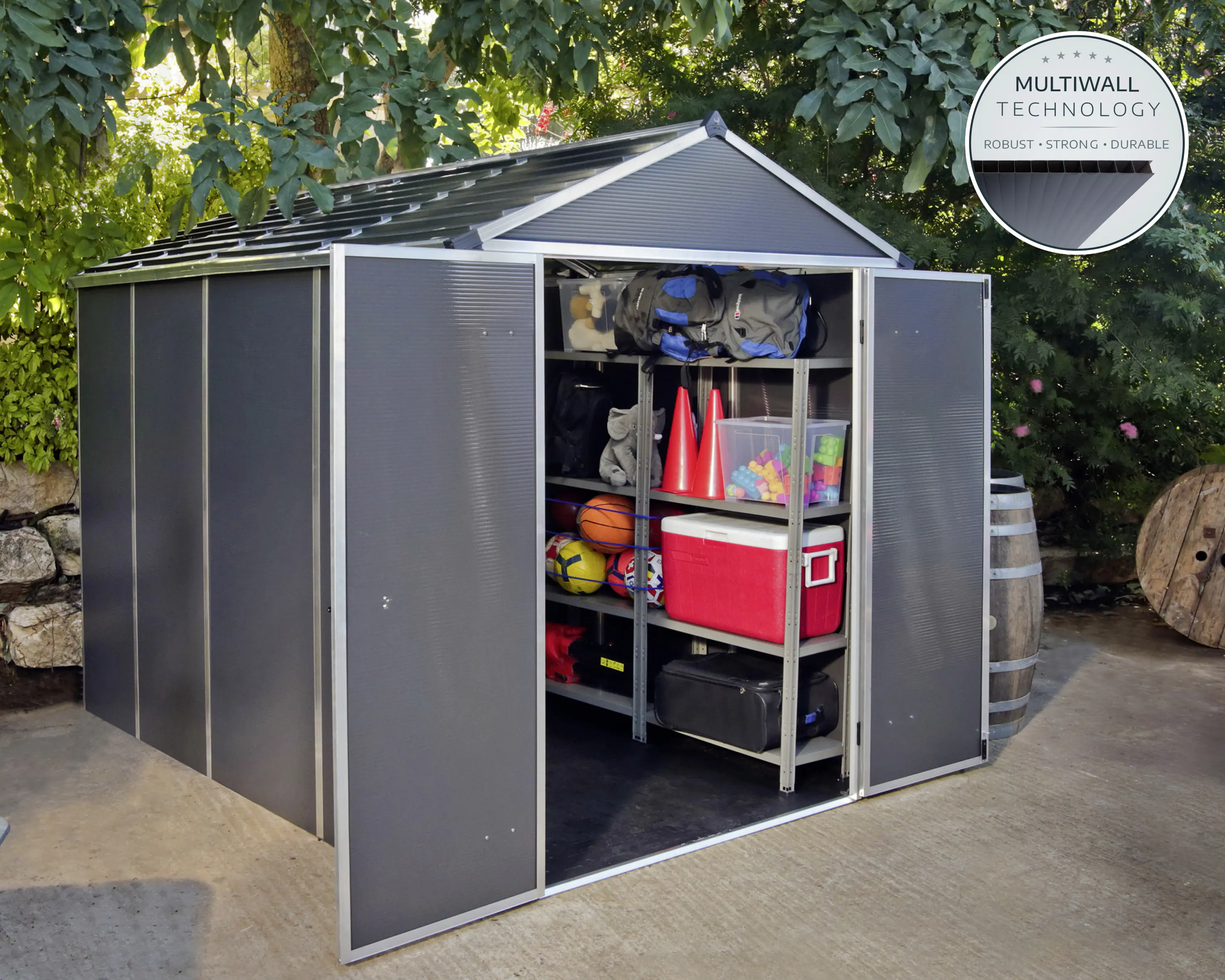Canopia Gerätehaus Rubicon Alu grau 304 x 185 cm