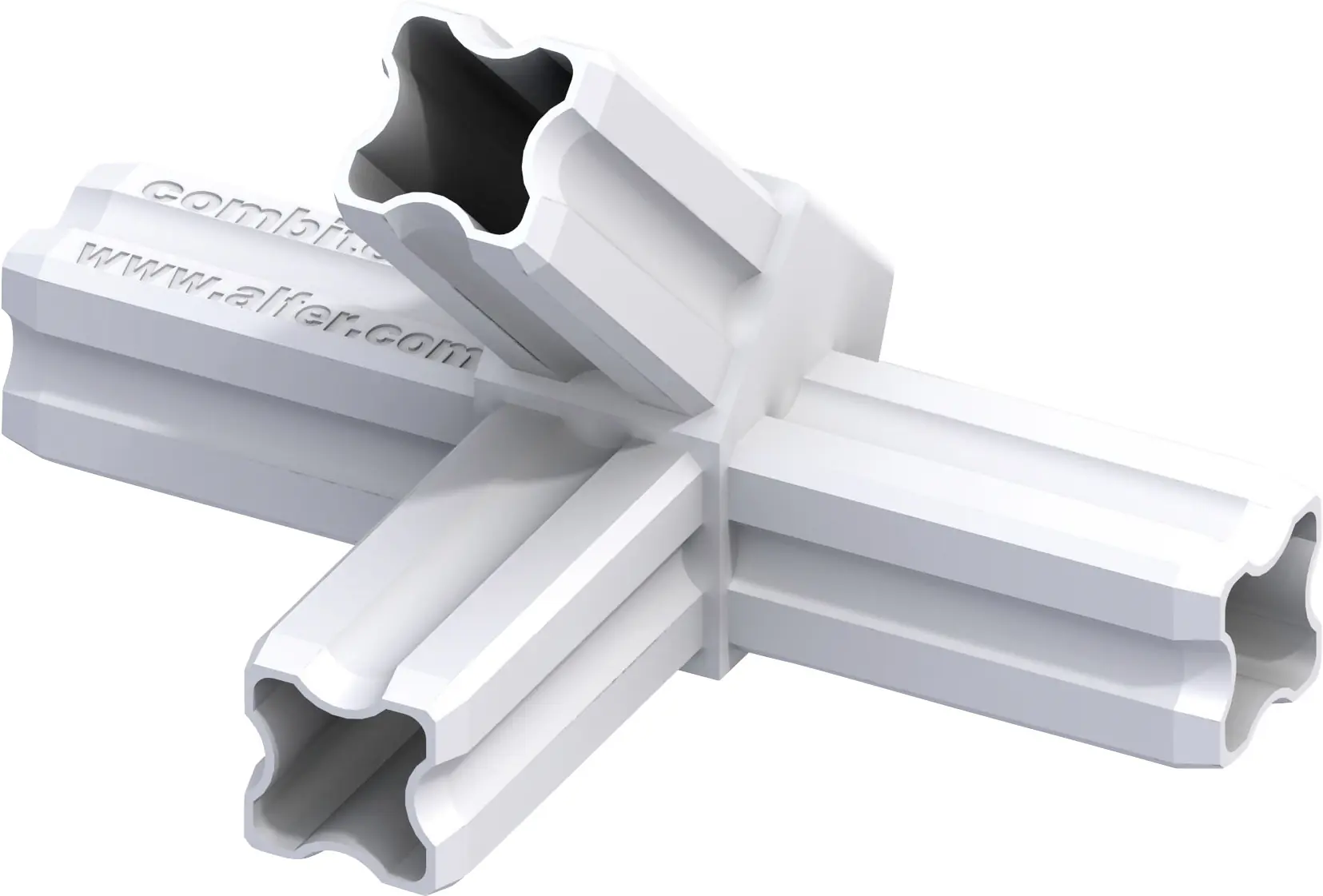 alfer Knoten-Verbinder 45º, 4 Zapfen 23.5 mm Kunststoff glatt weiss