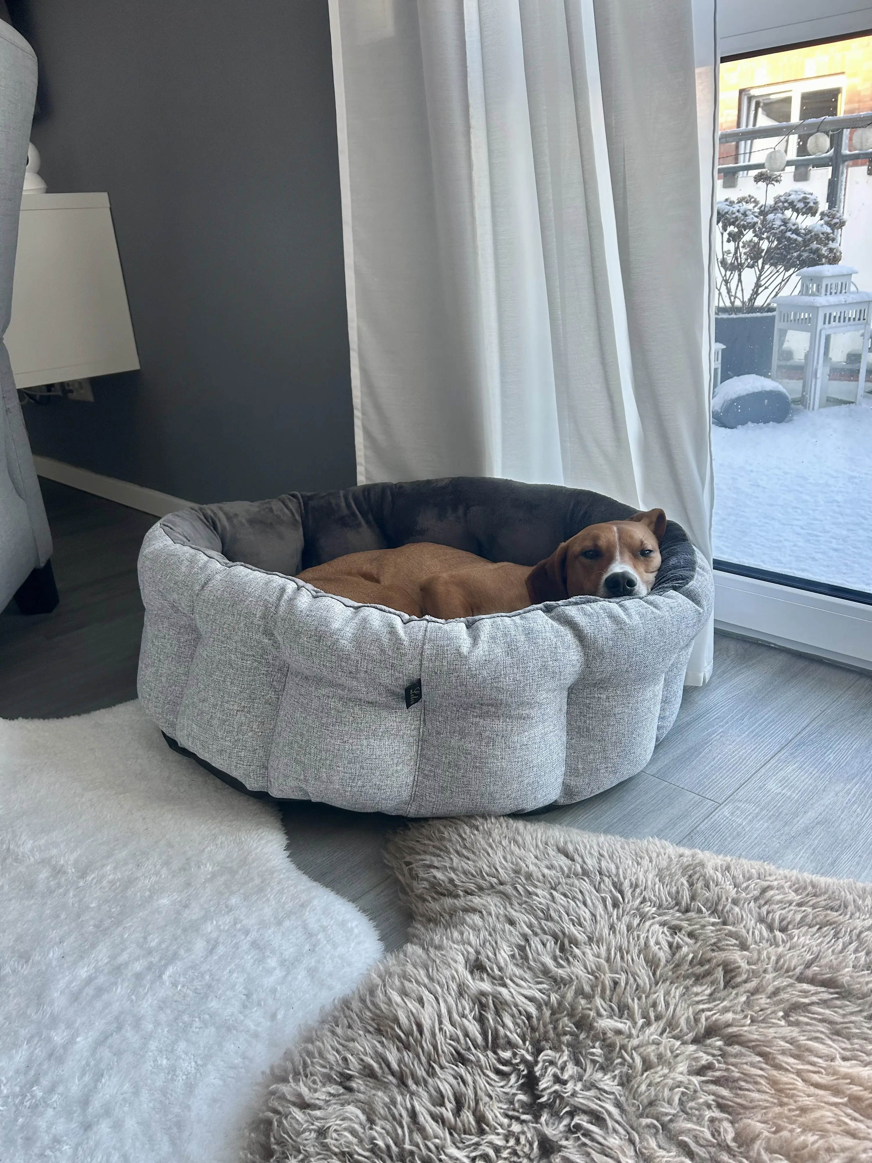 Lebon Hundebett Wilma 75 x 65 cm silber/dunkelgrau