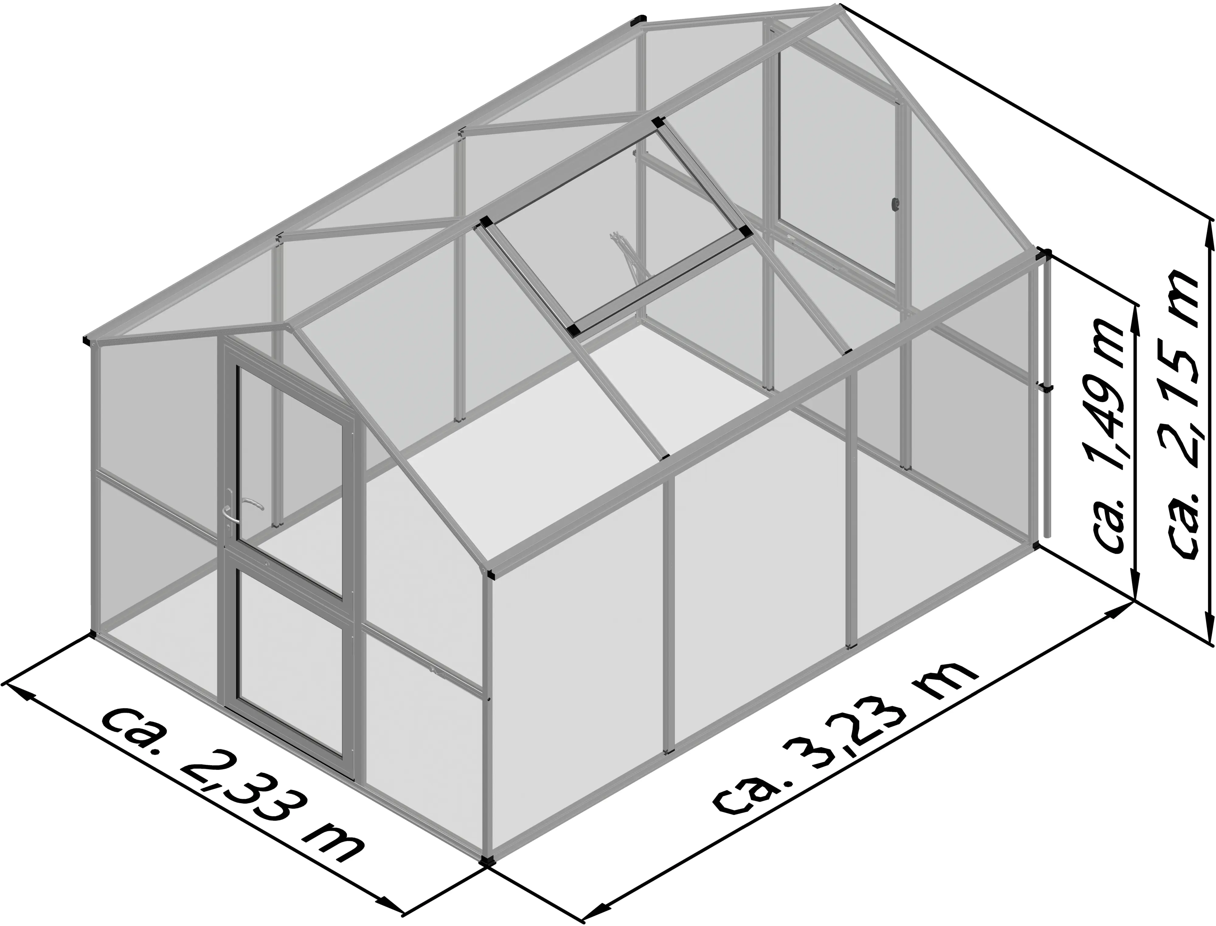 KGT Alu-Gewächshaus Rose III 233 x 323 cm