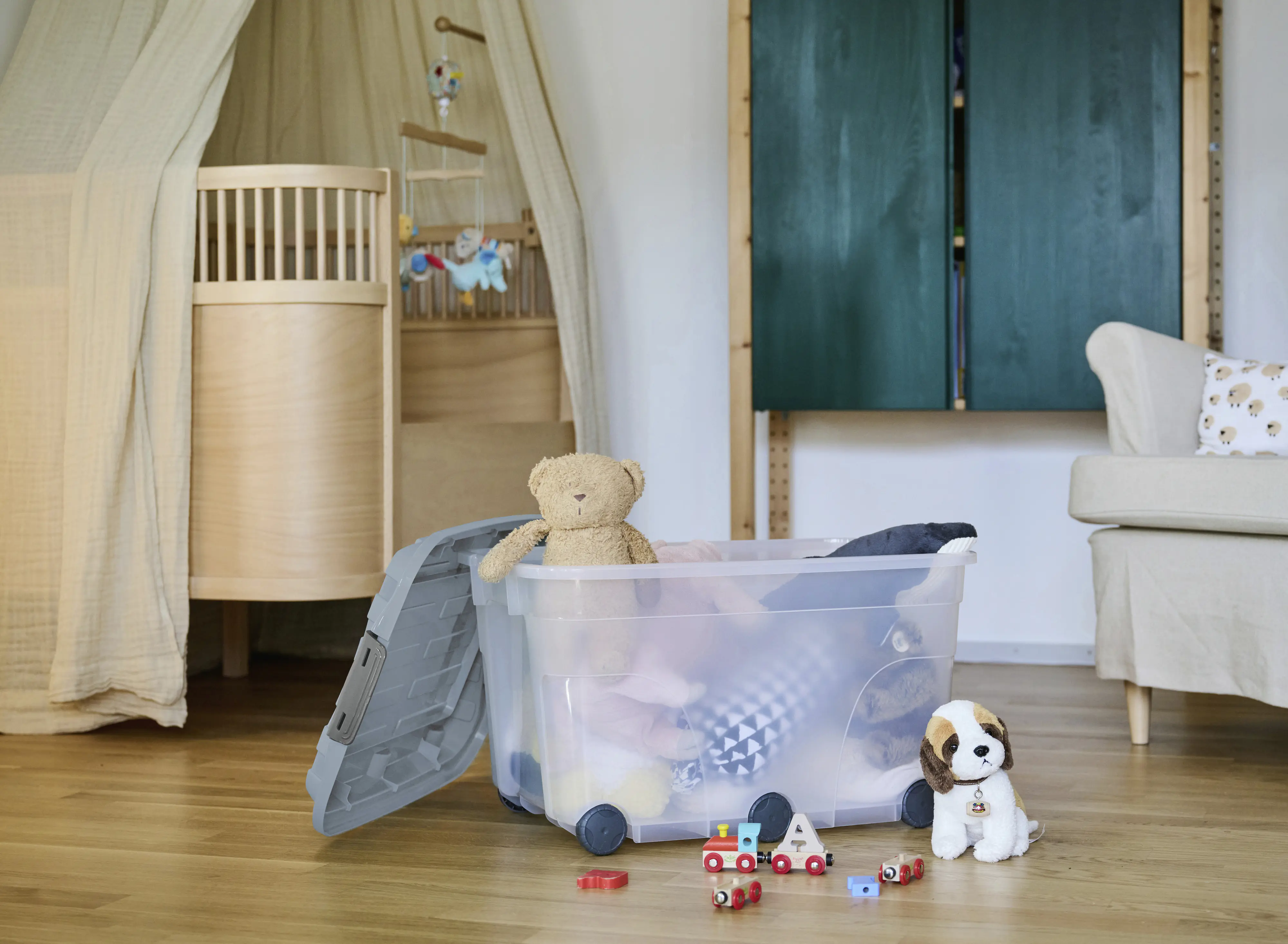Rotho Aufbewahrungsbox mit Deckel 59,5 x 40 cm 57 L misty blau 