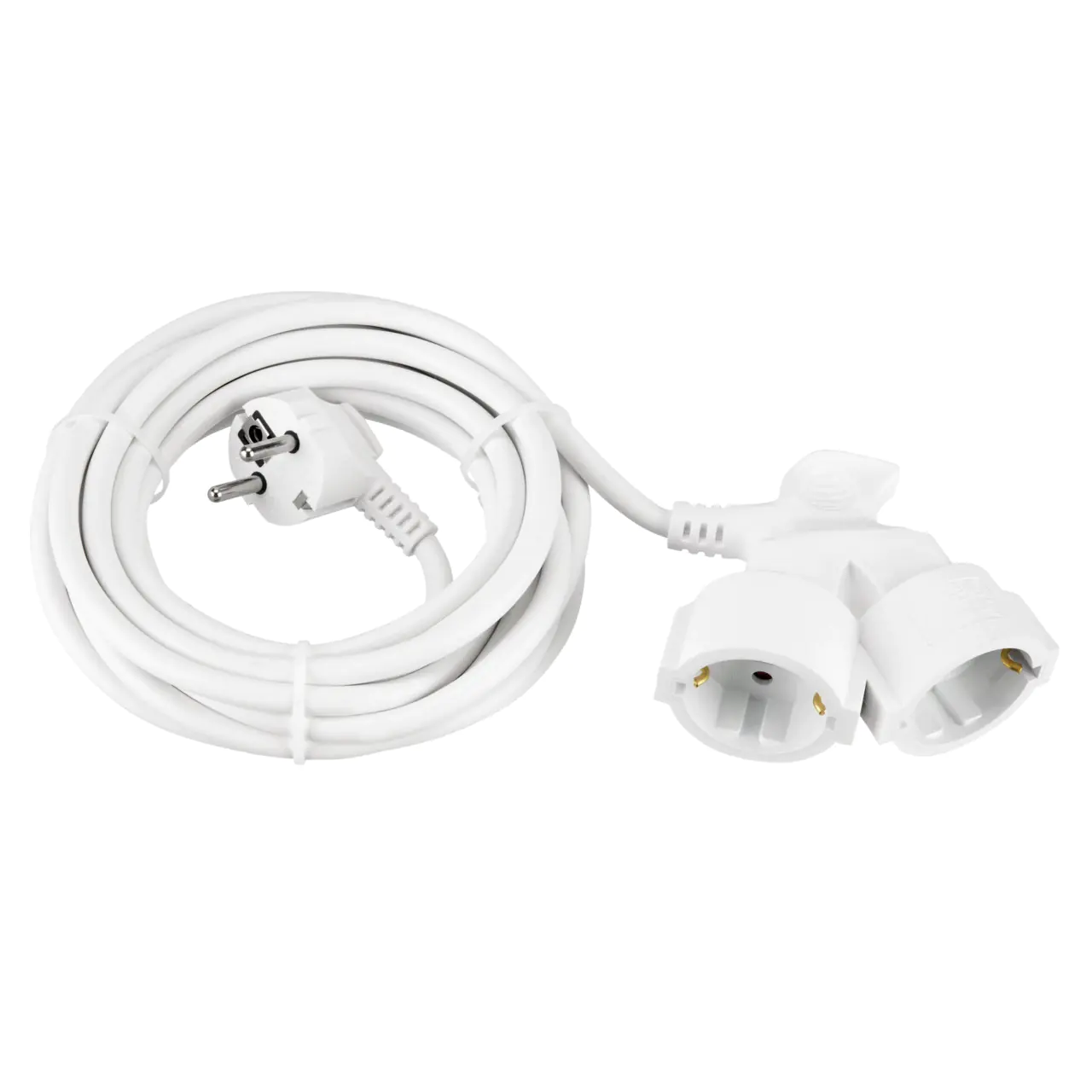 REV Verlängerungskabel 5m H05VV-F 3G 1,5 mm² Doppelkupplung, weiß