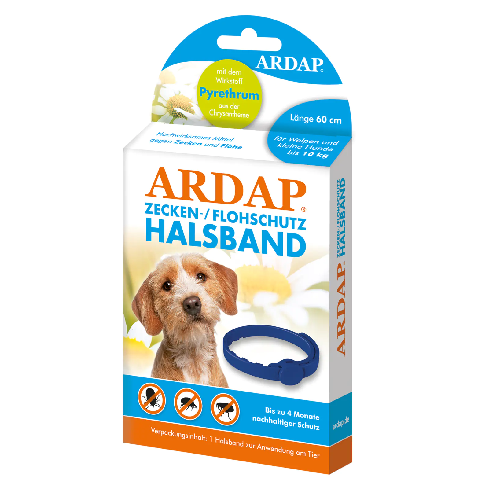 ARDAP Zecken- und Flohhalsband für Hunde von 10-25 kg 60 cm