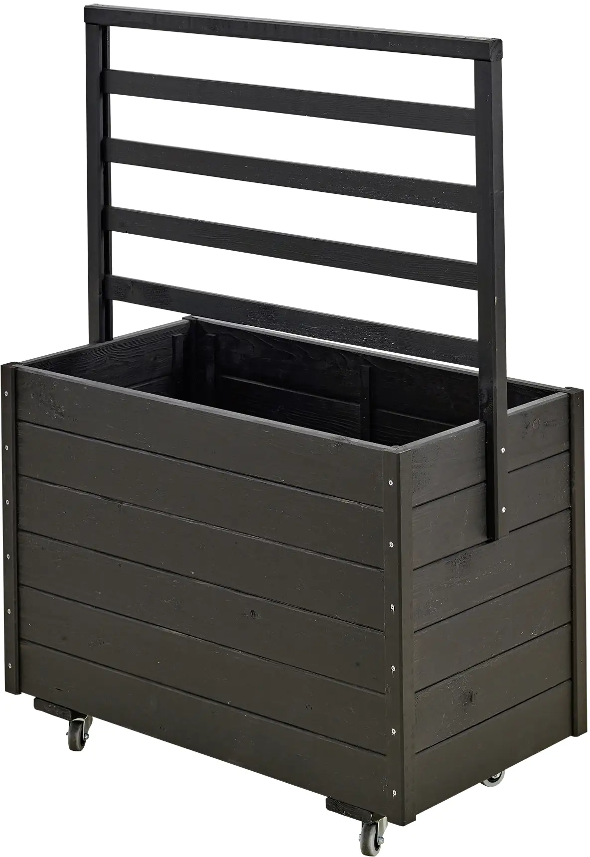Plus Pflanzkasten mit Spalier und Räder RAL 9005 Schwarz