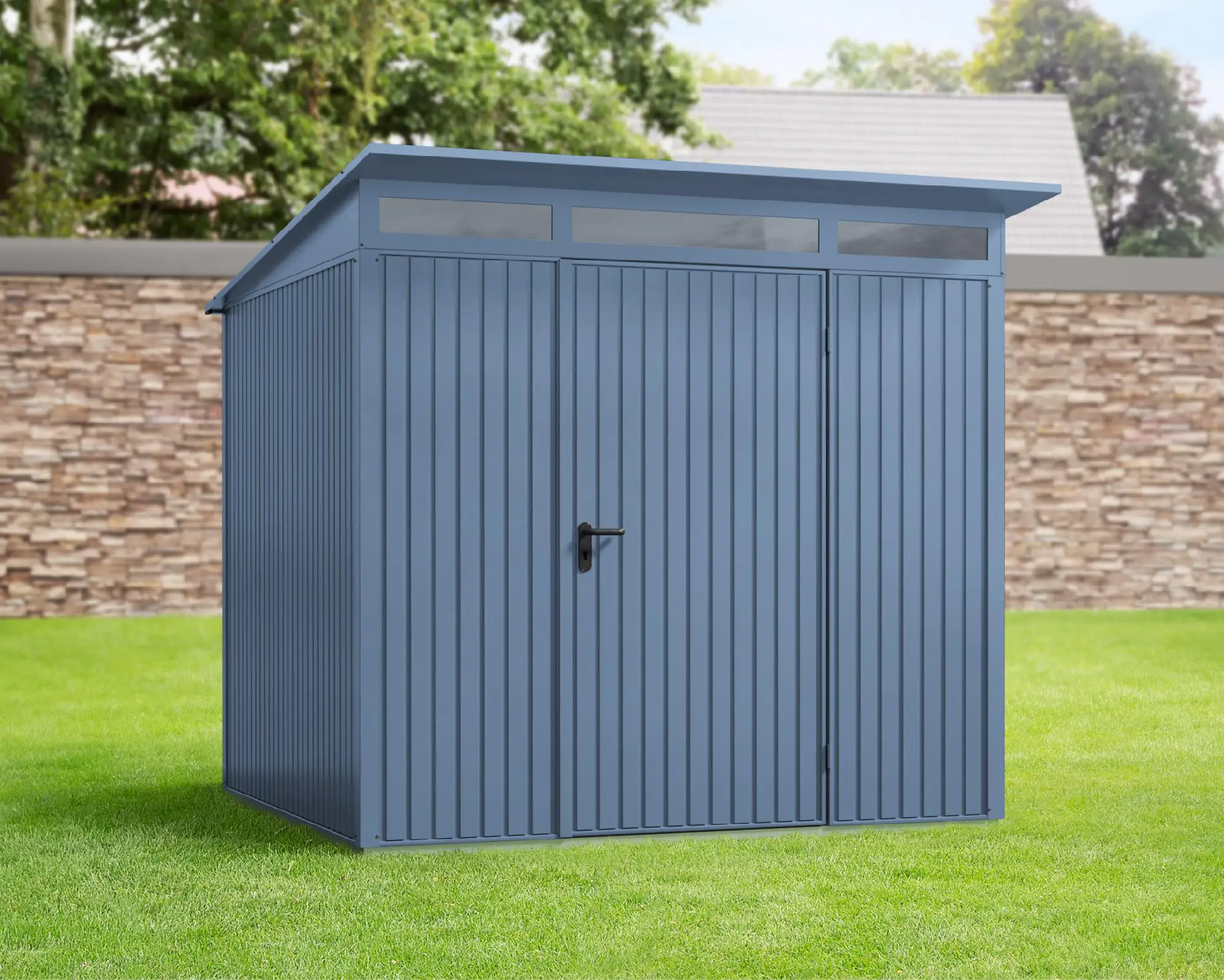 EcoStar Gerätehaus Trend-P Typ 2 taubenblau 247,9 x 283,4 x 232,3 cm