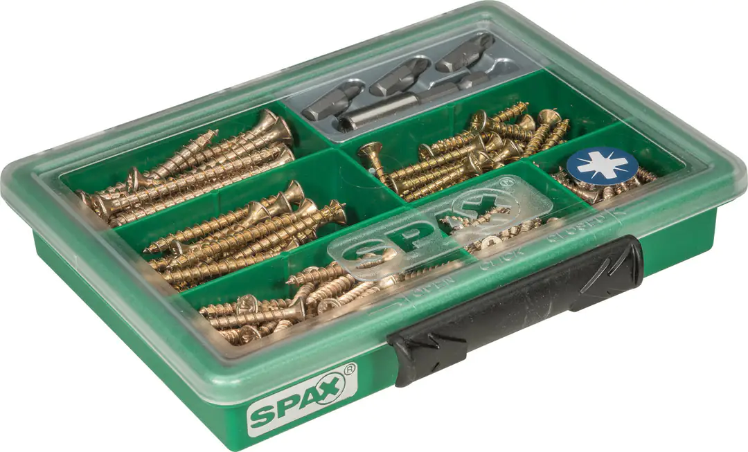 Spax Sortimentskasten Senkkopf Stahl PZ inkl. Bits - 199 Stk.