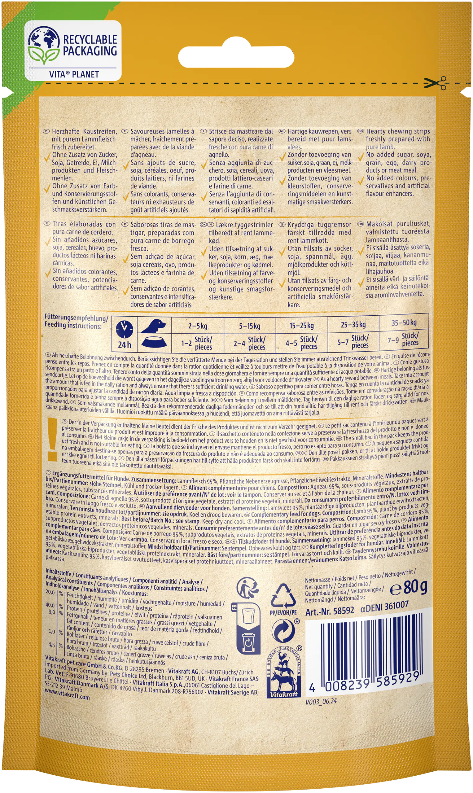 Vitakraft LAMB Lammfleischstreifen 80 g