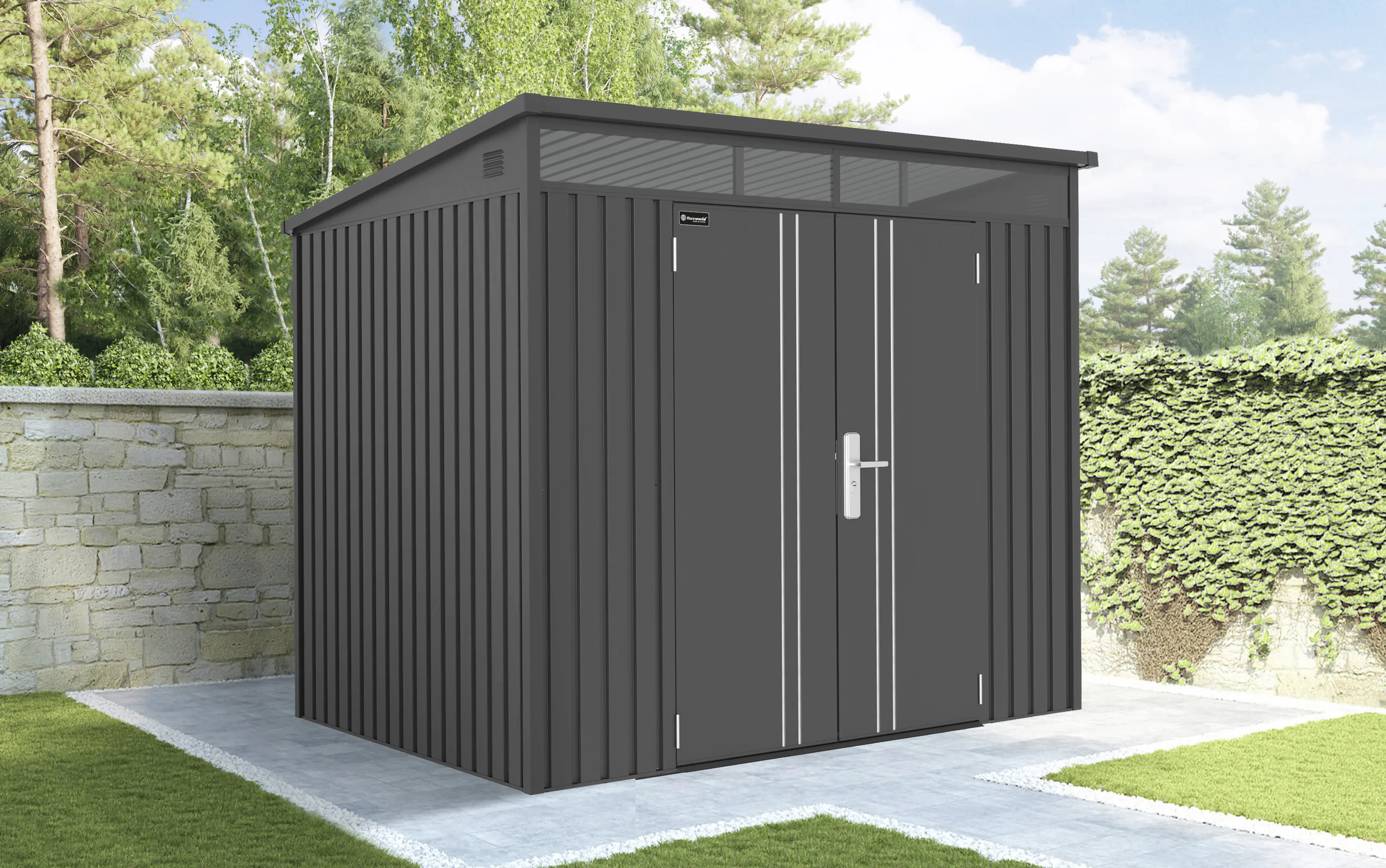 Floraworld Gerätehaus Premium schwarz-metallic 237 x 206 cm