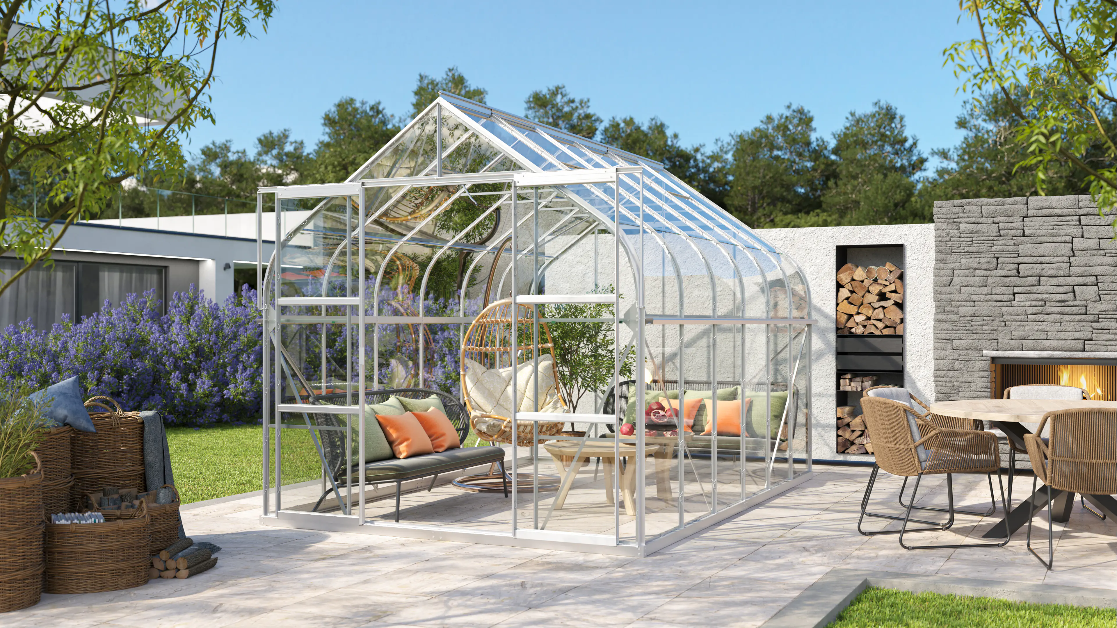 Vitavia Gewächshaus-Set Dione 9900 ESG 3 mm alu 254 x 379 cm 