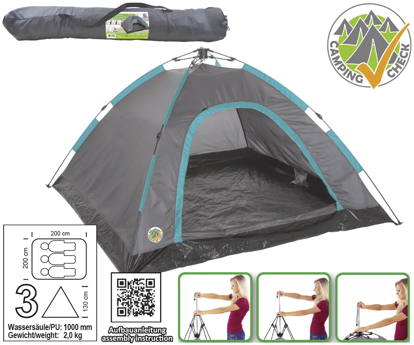 Happy People Zelt Ruck-Zuck 3 Personen