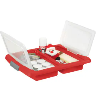 Sunware Weihnachtsbox Nesta 32L mit Einsatz für 32 Kugeln transparent rot