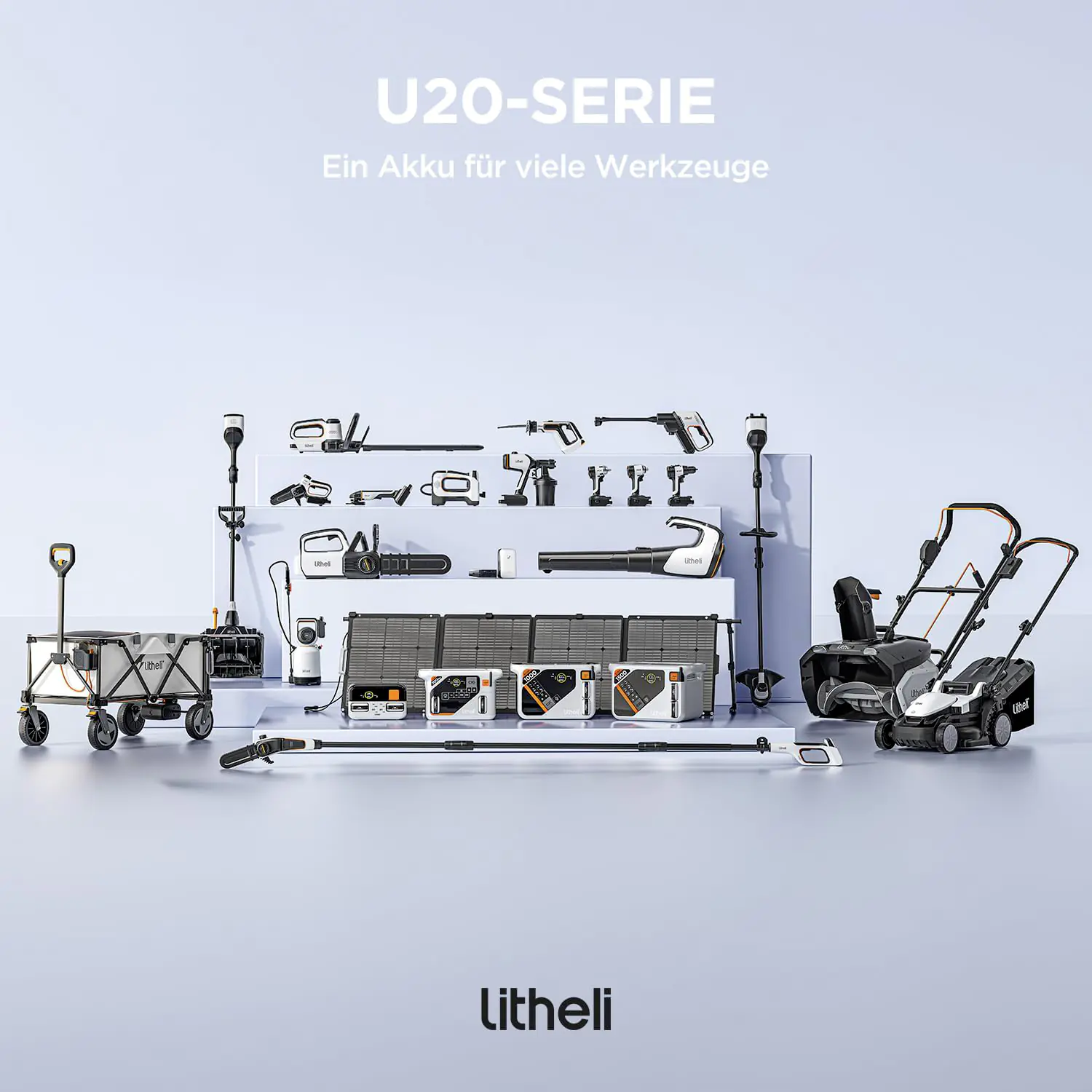 Litheli Akku-Rasenmäher U20 20V, 33cm Schnittbreite, inkl. Akku 4.0Ah und USB-C Ladekabel