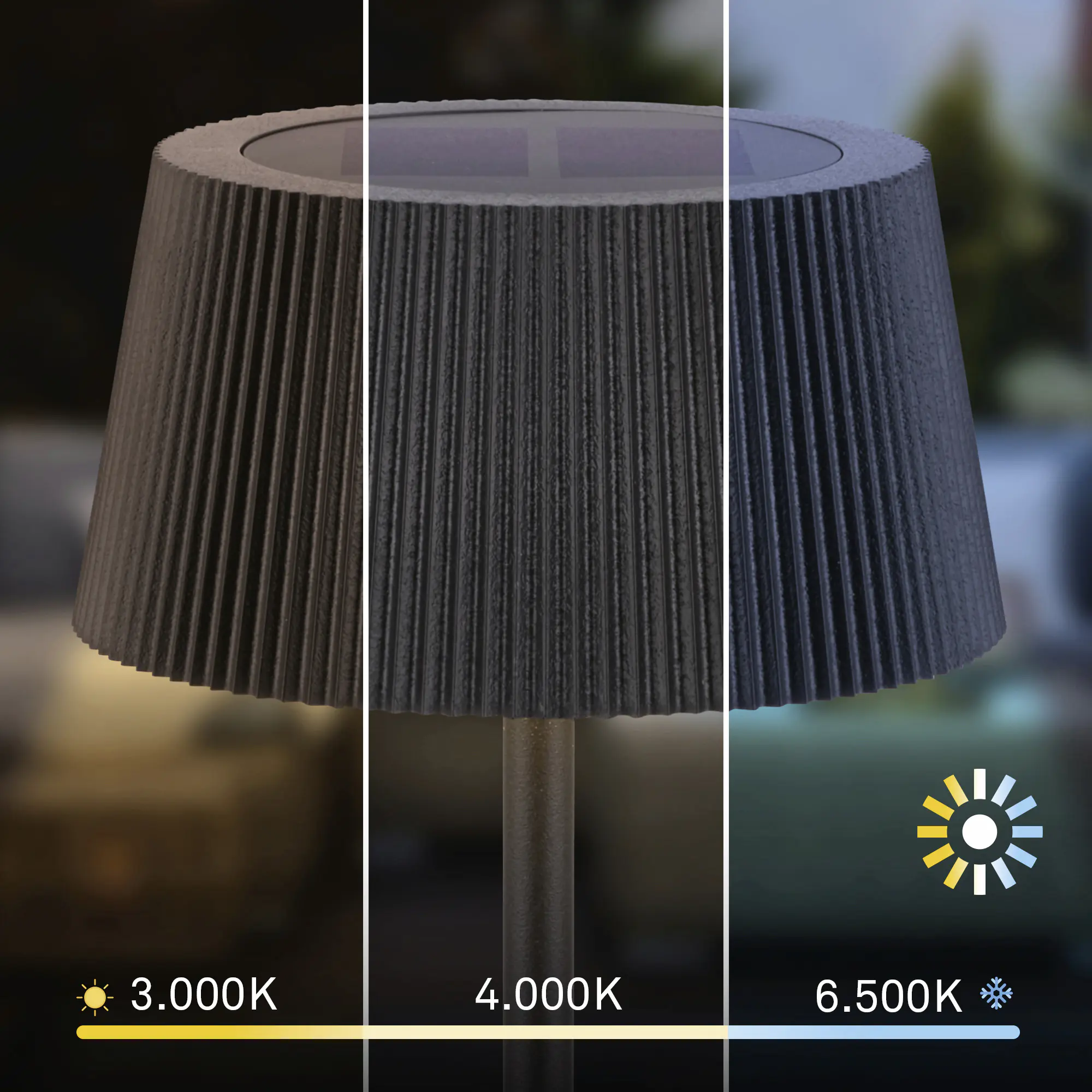 Briloner LED Solar-Tischleuchte Alia Ø 12 x 34 cm warmweiß-kaltweiß schwarz matt dimmbar