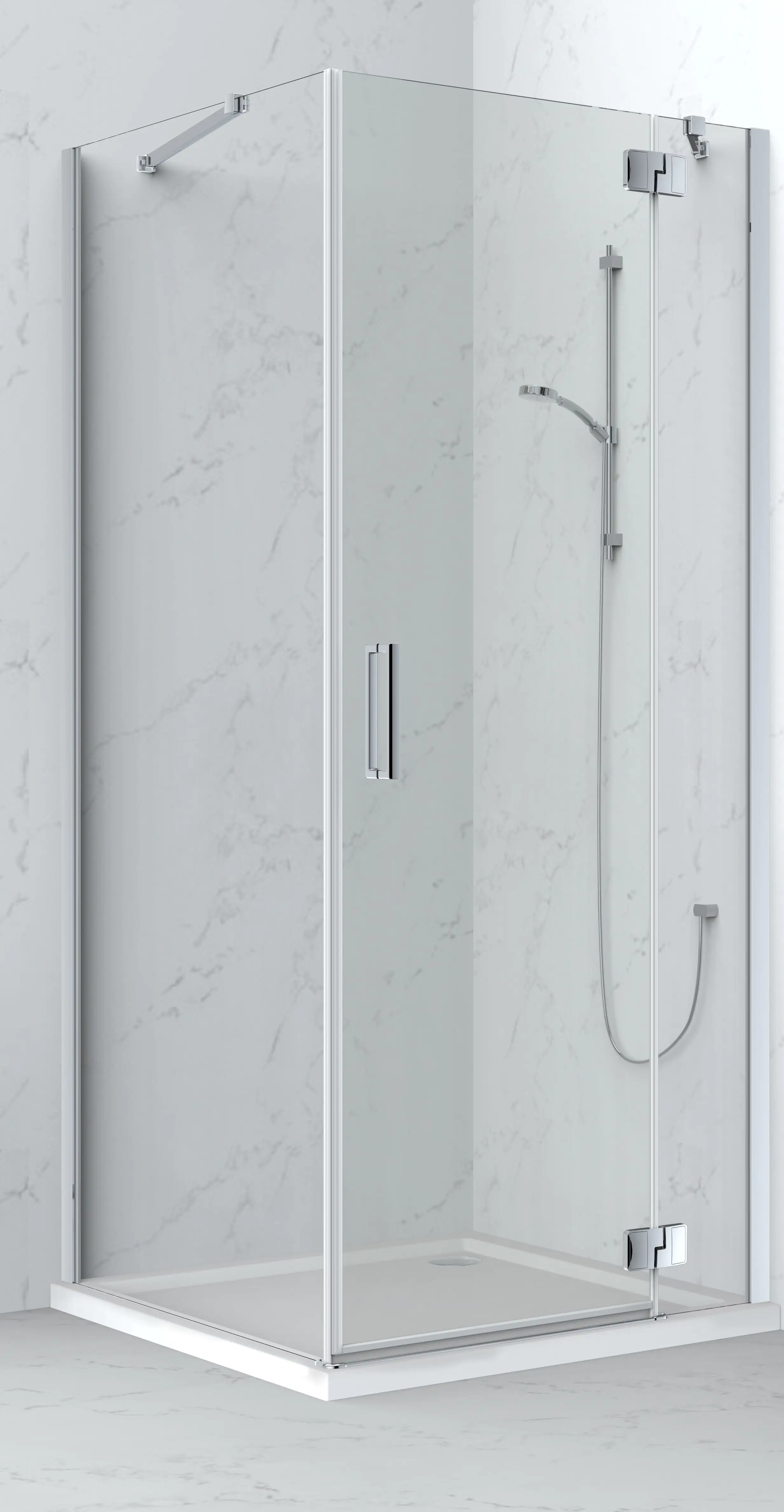 Primaster Dusch-Drehtür Easy-8 De Luxe rechts mit Seitenwand 90 x 90 cm Klarglas