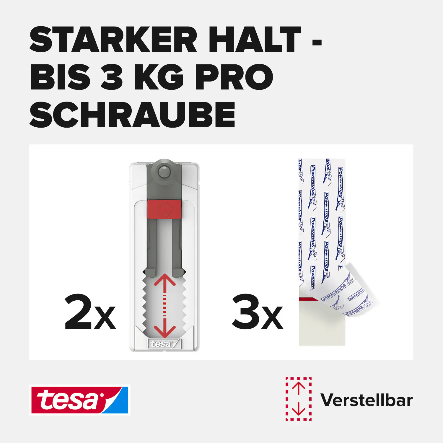 tesa Klebeschraube Traglast 3 kg, 2 Stück
