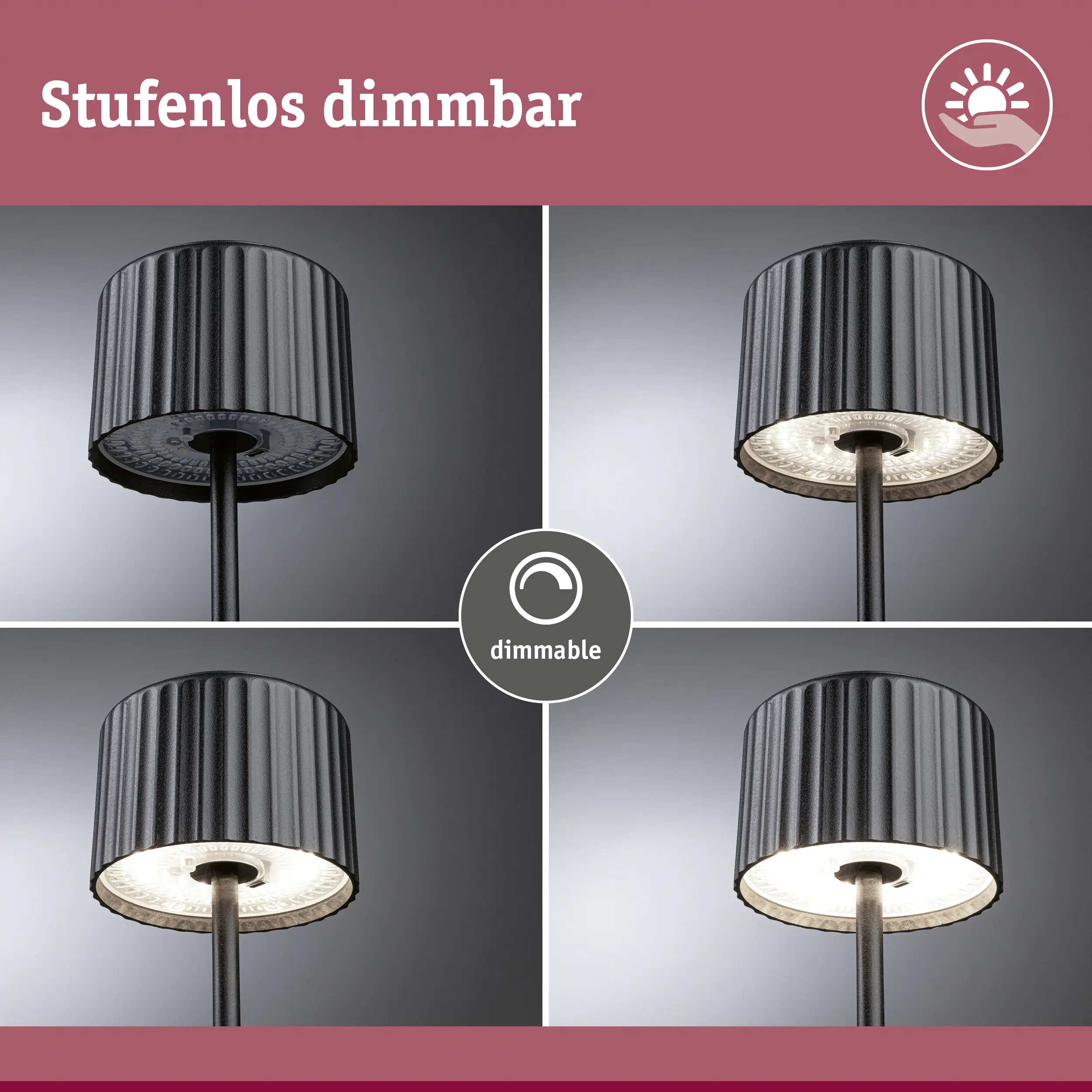 Paulmann Solar-Akku-Tischleuchte Else schwarz 30,5 cm warmweiß 