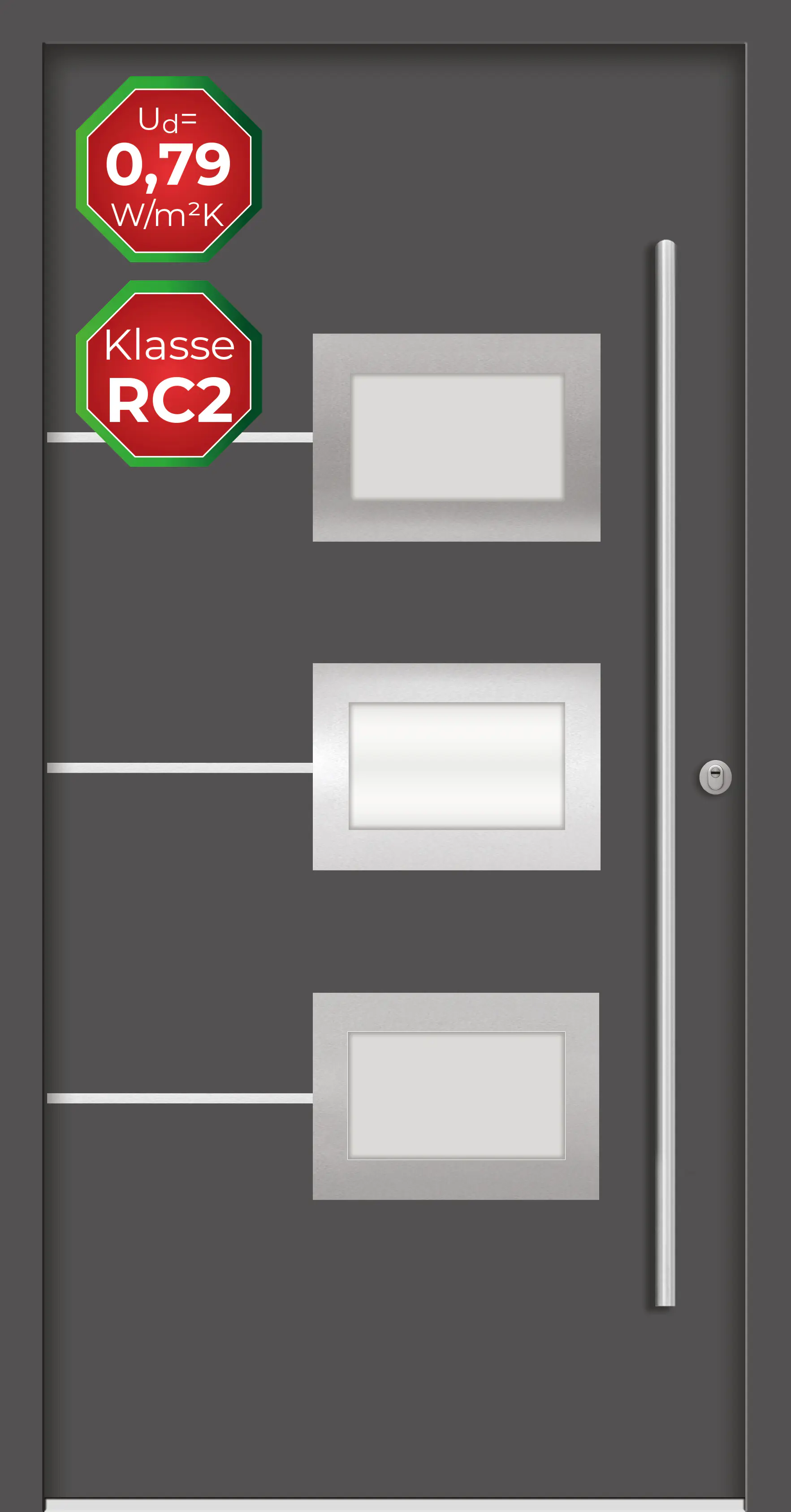 Splendoor Haustür Passivedoor Premium B03 RC2 Anthrazit DIN Rechts 110 x 210 cm