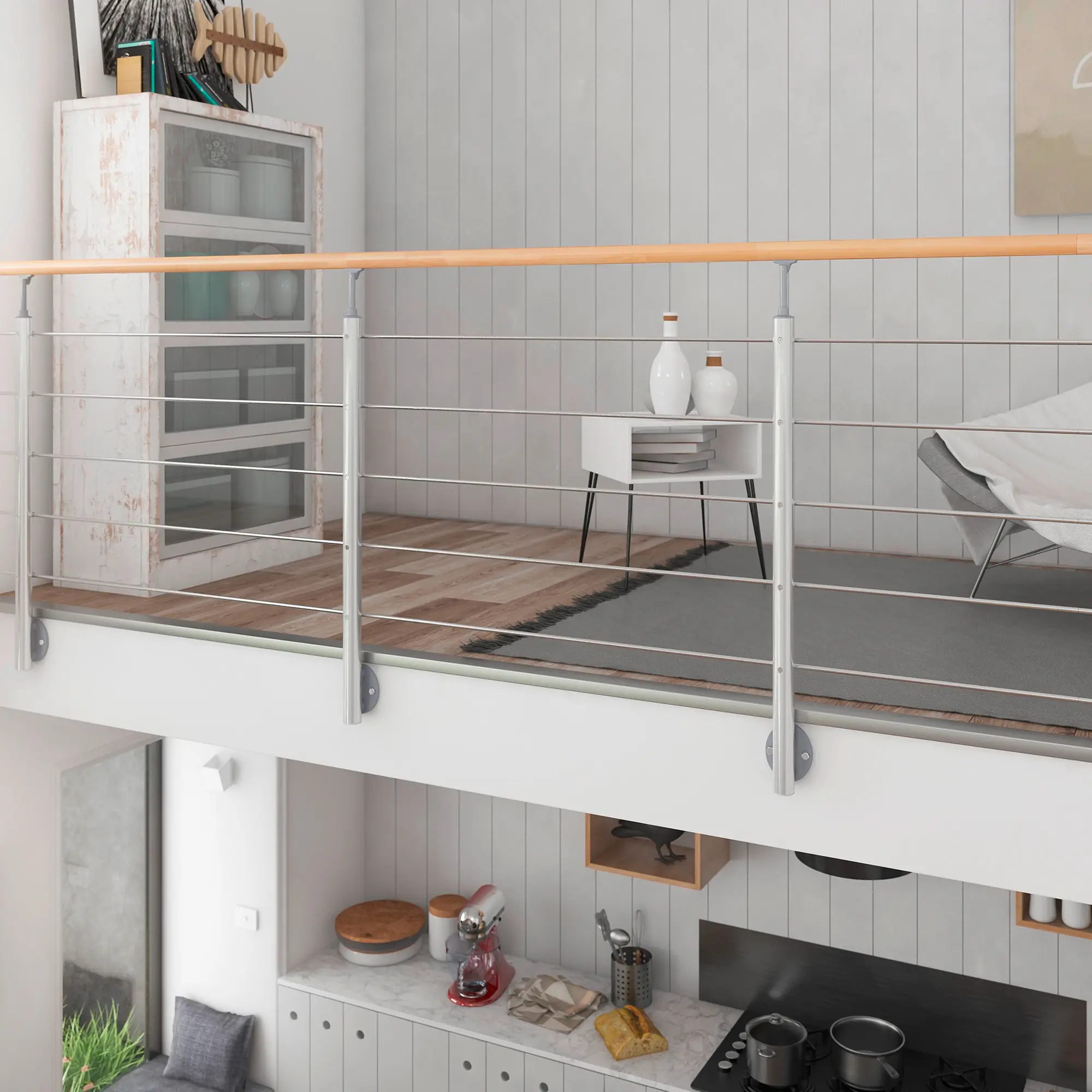 DOLLE Geländerset PS 031 Aluminium mit Eichehandlauf 150 cm